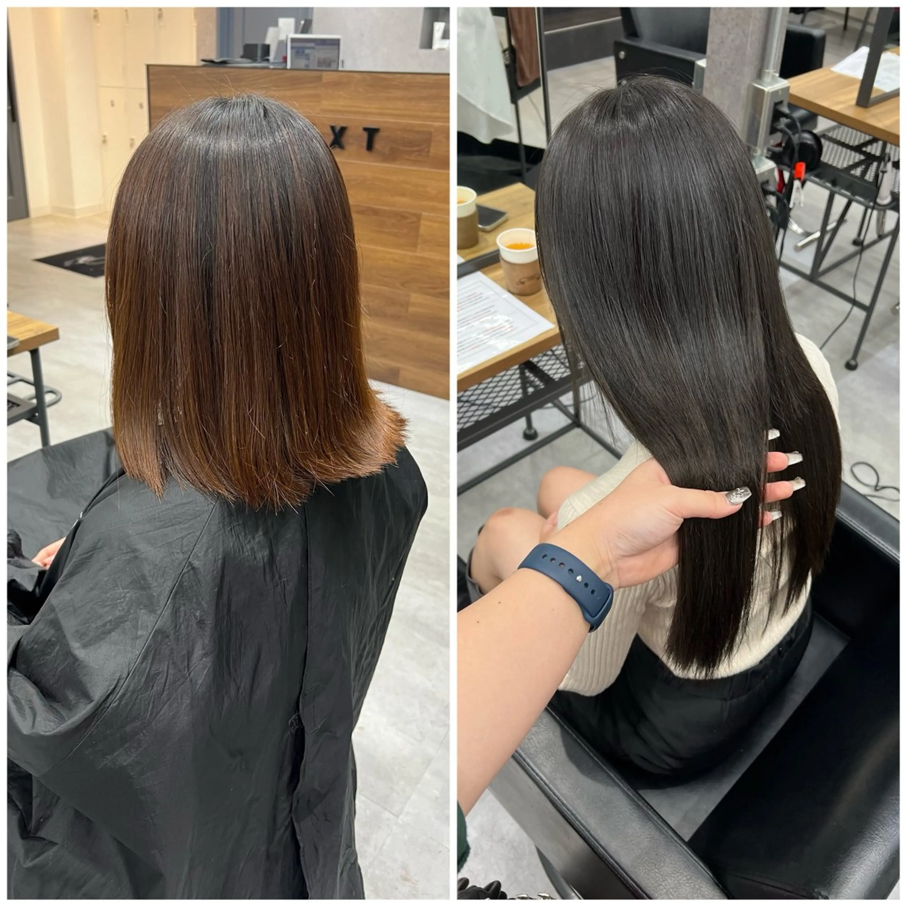 ロング カラー シールエクステ 黒髪 ブリーチ ブラウンカラー デザインカラー カットモデル募集 八王子/kyocoのヘアスタイル