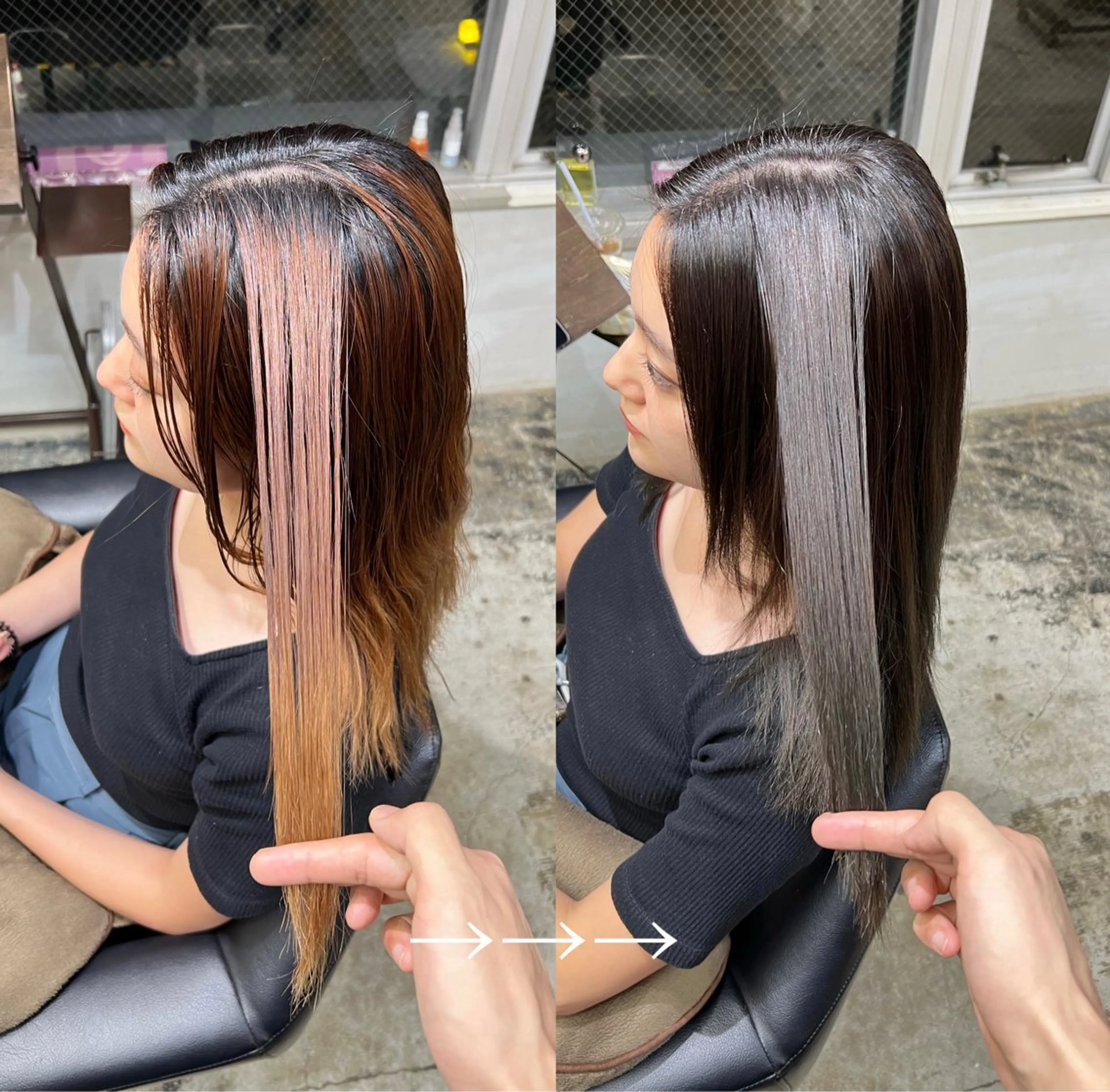 セミロング カラー ダークグレー 北花田美容師🍃村尾 光太/むらのヘアスタイル