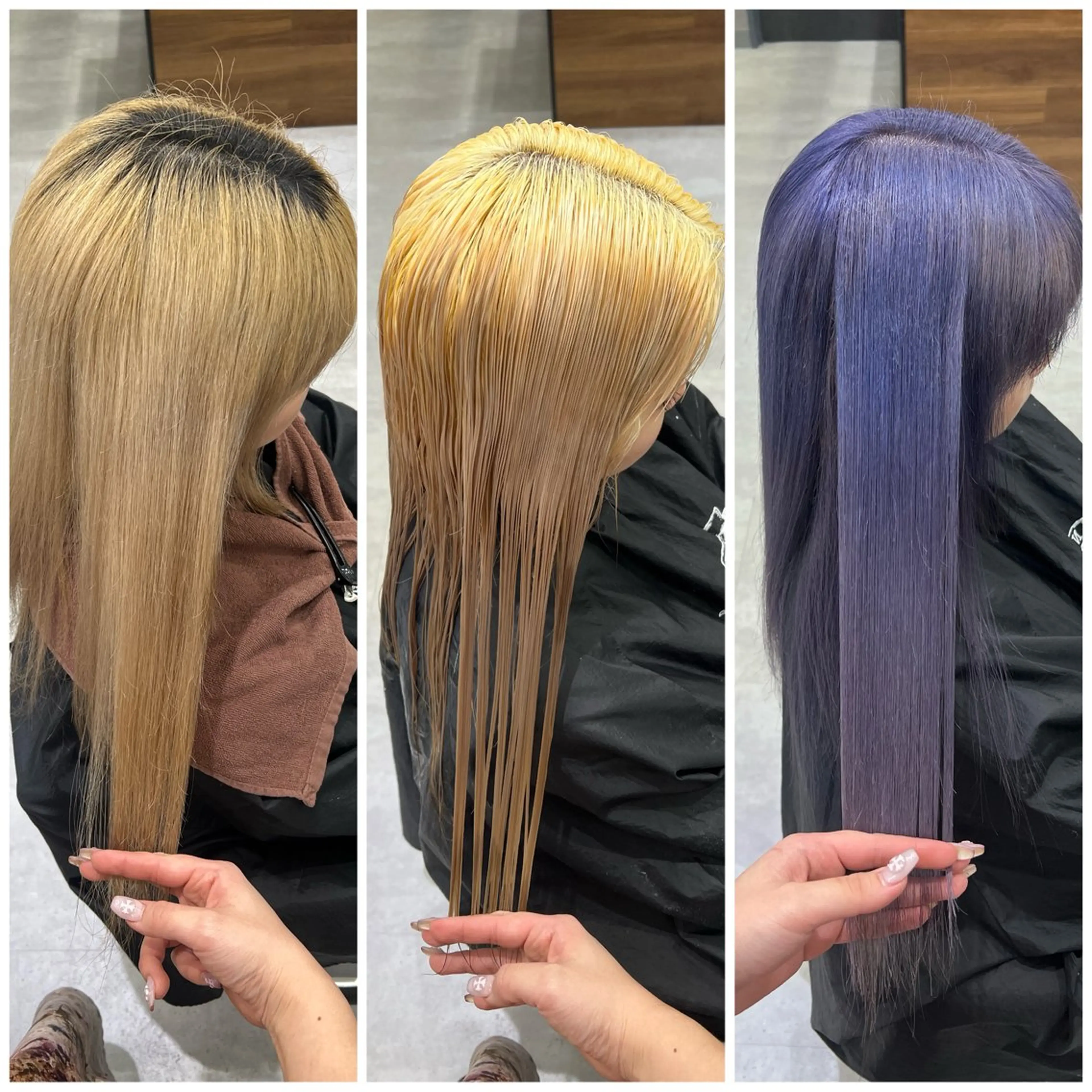 セミロング カラー ブリーチ ブルーカラー ブルーバイオレット 透明感カラー デザインカラー カットモデル募集 八王子/kyocoのヘアスタイル