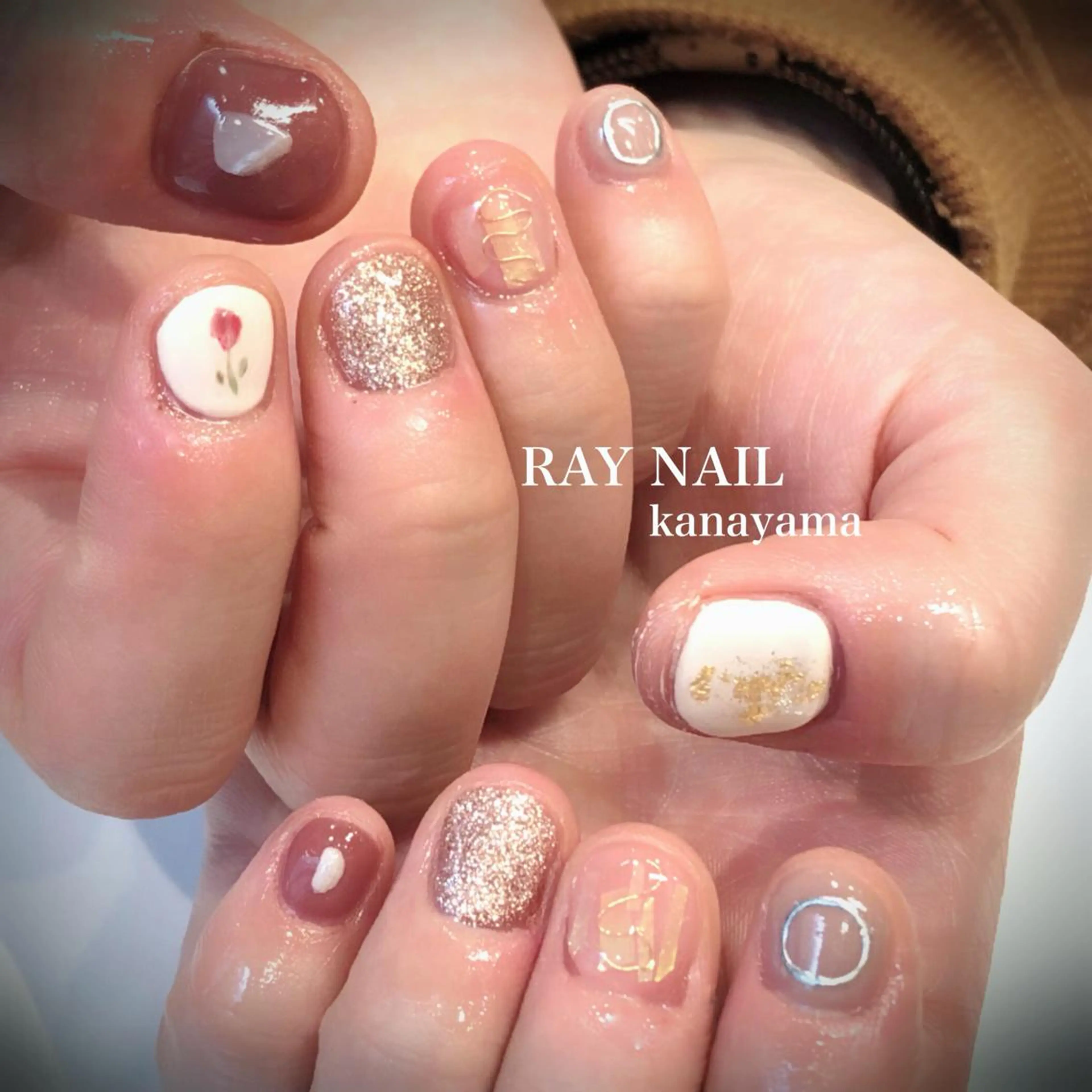 ネイル ブラウン Arowa 伊田のネイルデザイン