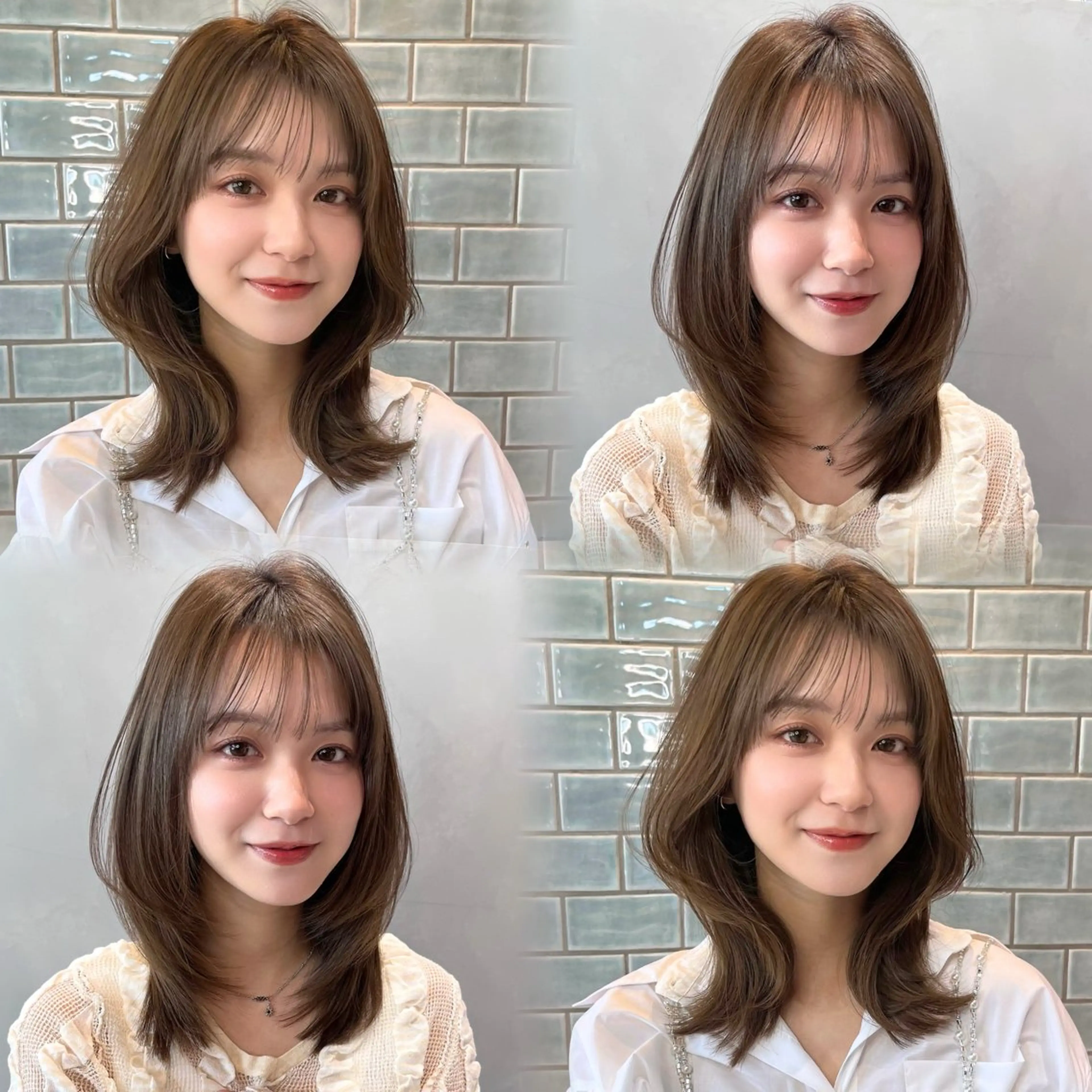 ミディアム カット ヘアカラー トリートメント レイヤーくびれヘア アレンジmanakaのヘアスタイル