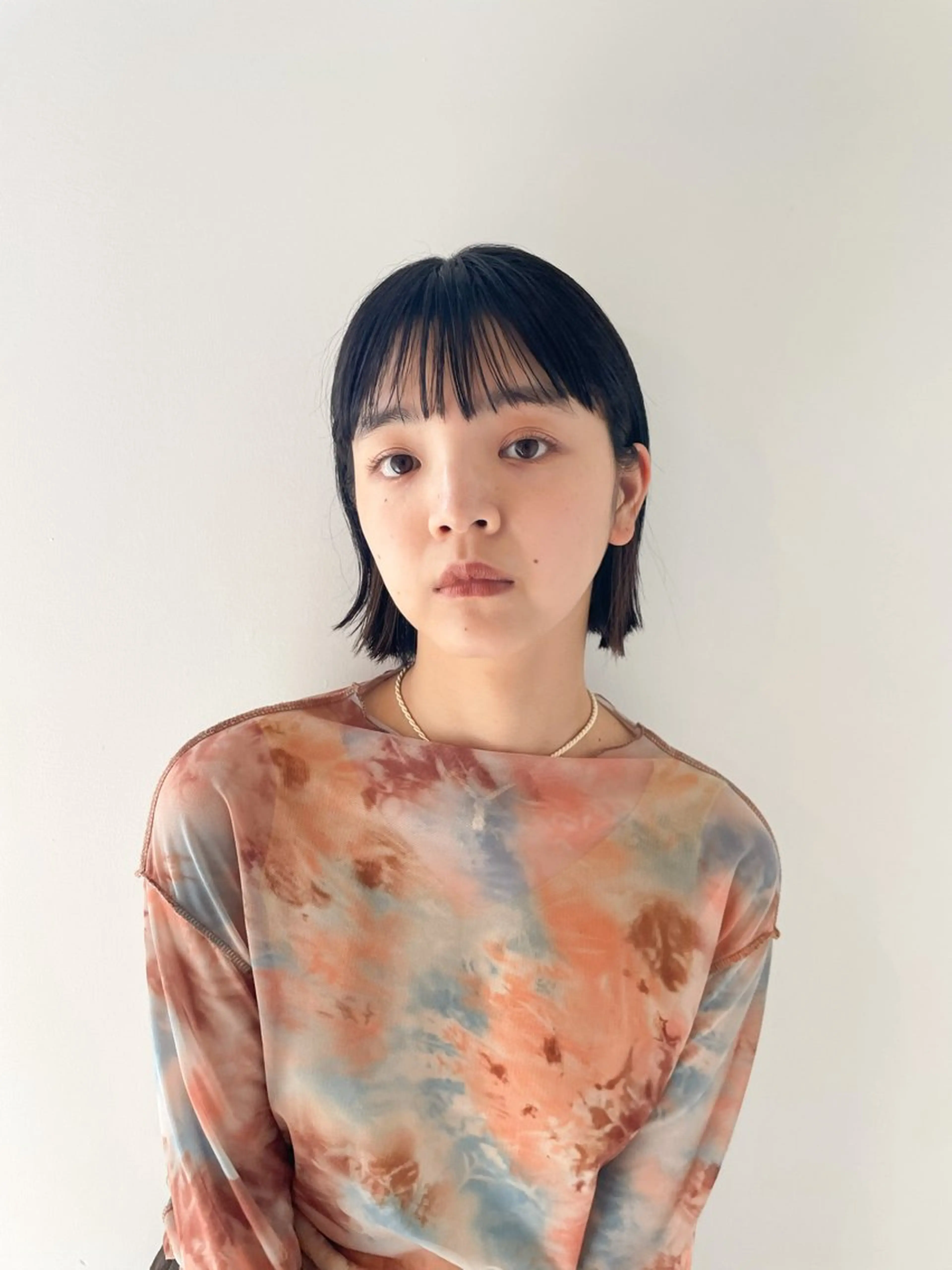 ショート カラー 切りっぱなしボブ ボブ シースルーバング ワイドバング カット ヘアカラー Takuma Suzuki中目黒のヘアスタイル