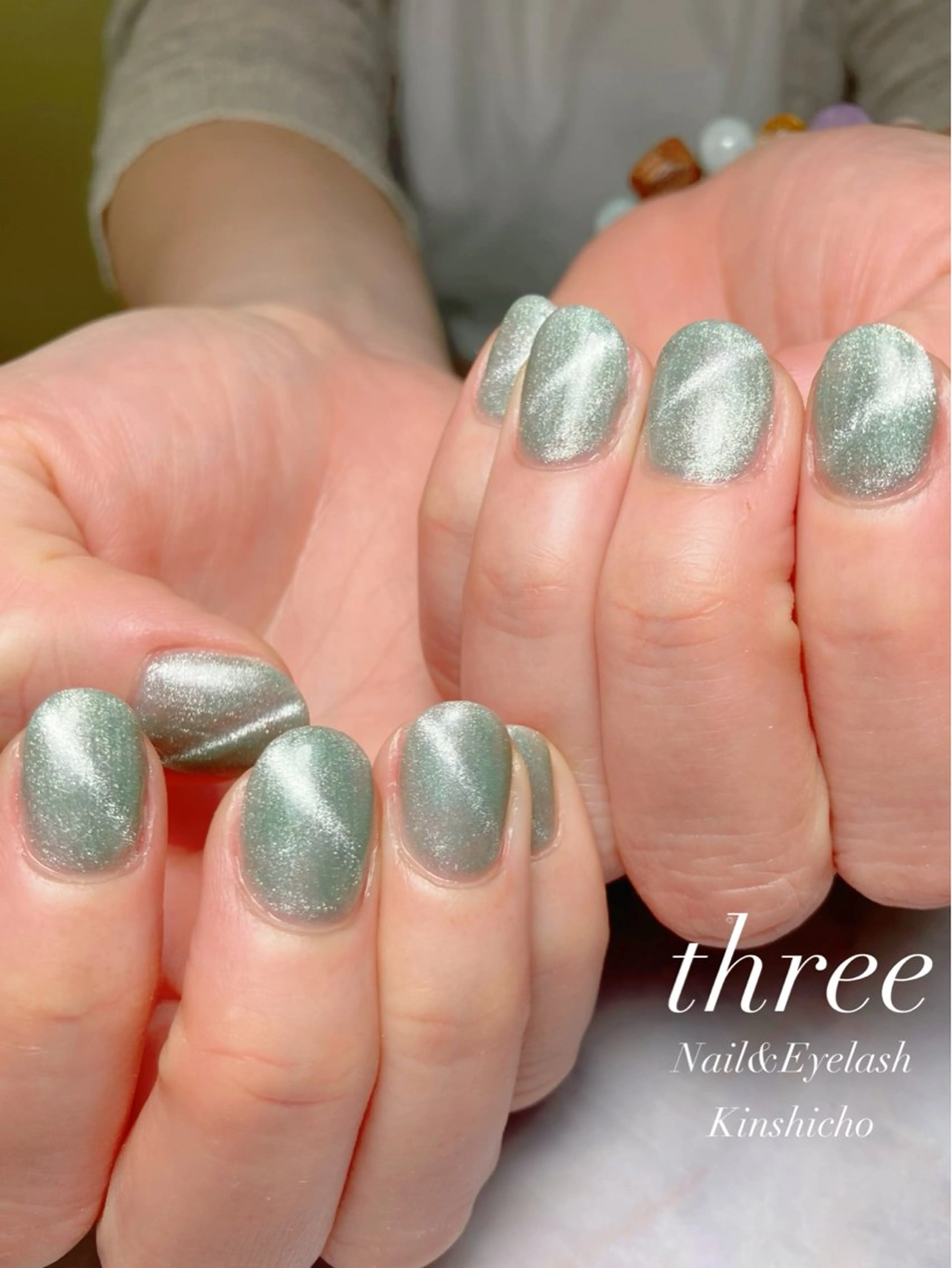 ネイル 氷ネイル・うるうるネイル キラキラネイル マグネットネイル three Nail&Eyeのネイルデザイン