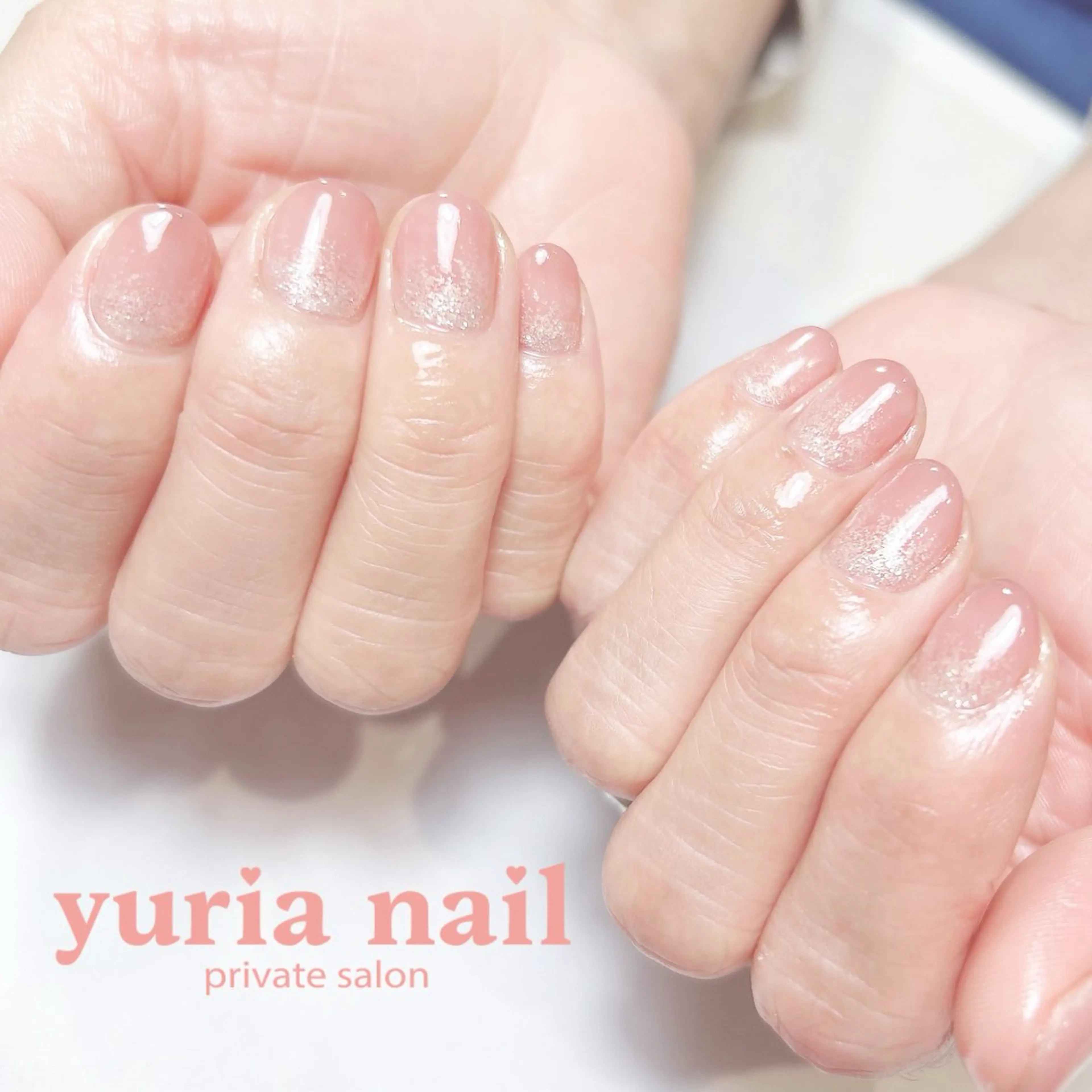 ネイル ジェルネイル グラデーション ラメ(グリッター) ワンカラーネイル ピンク ハンドネイル 小林 ゆりあのネイルデザイン
