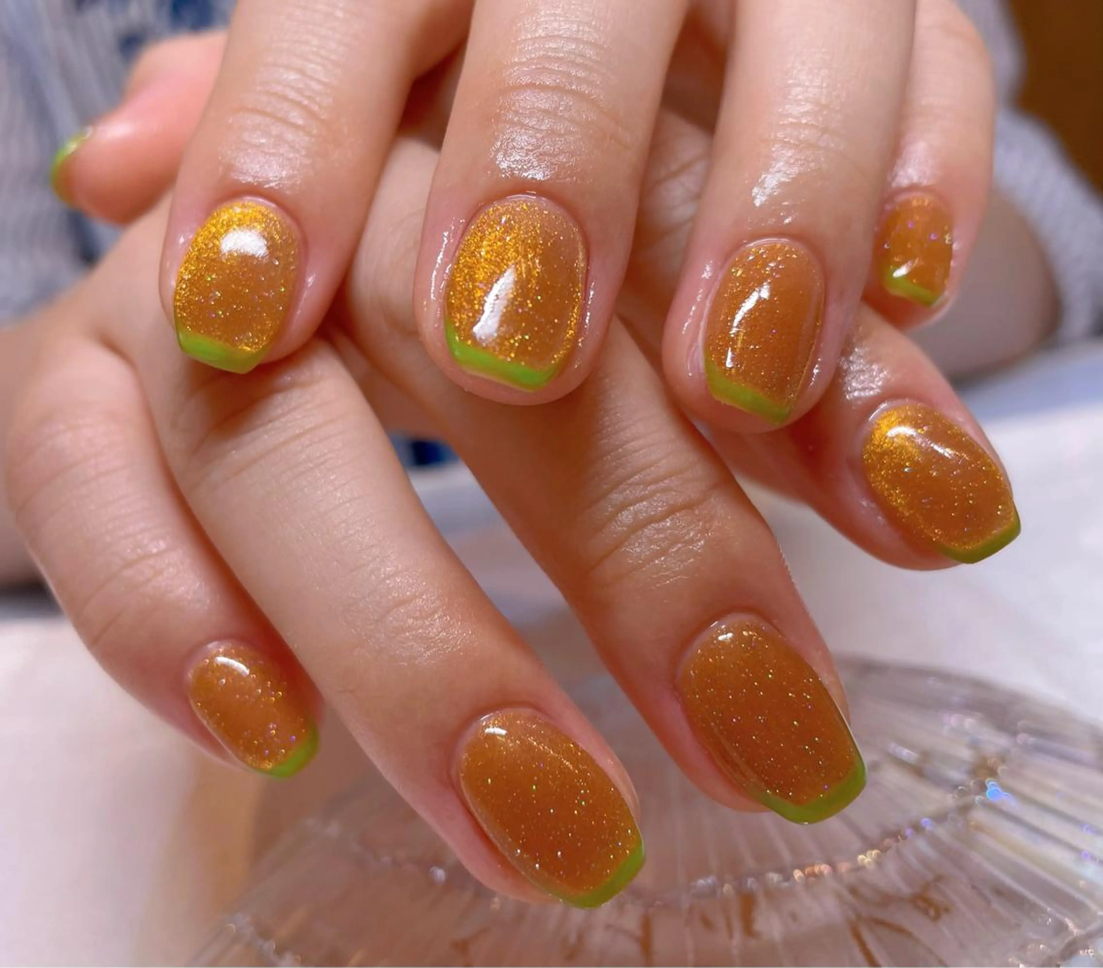 ネイル フレンチネイル グリーン ハンドネイル ネイリスト ❄️ユキ❄️のネイルデザイン