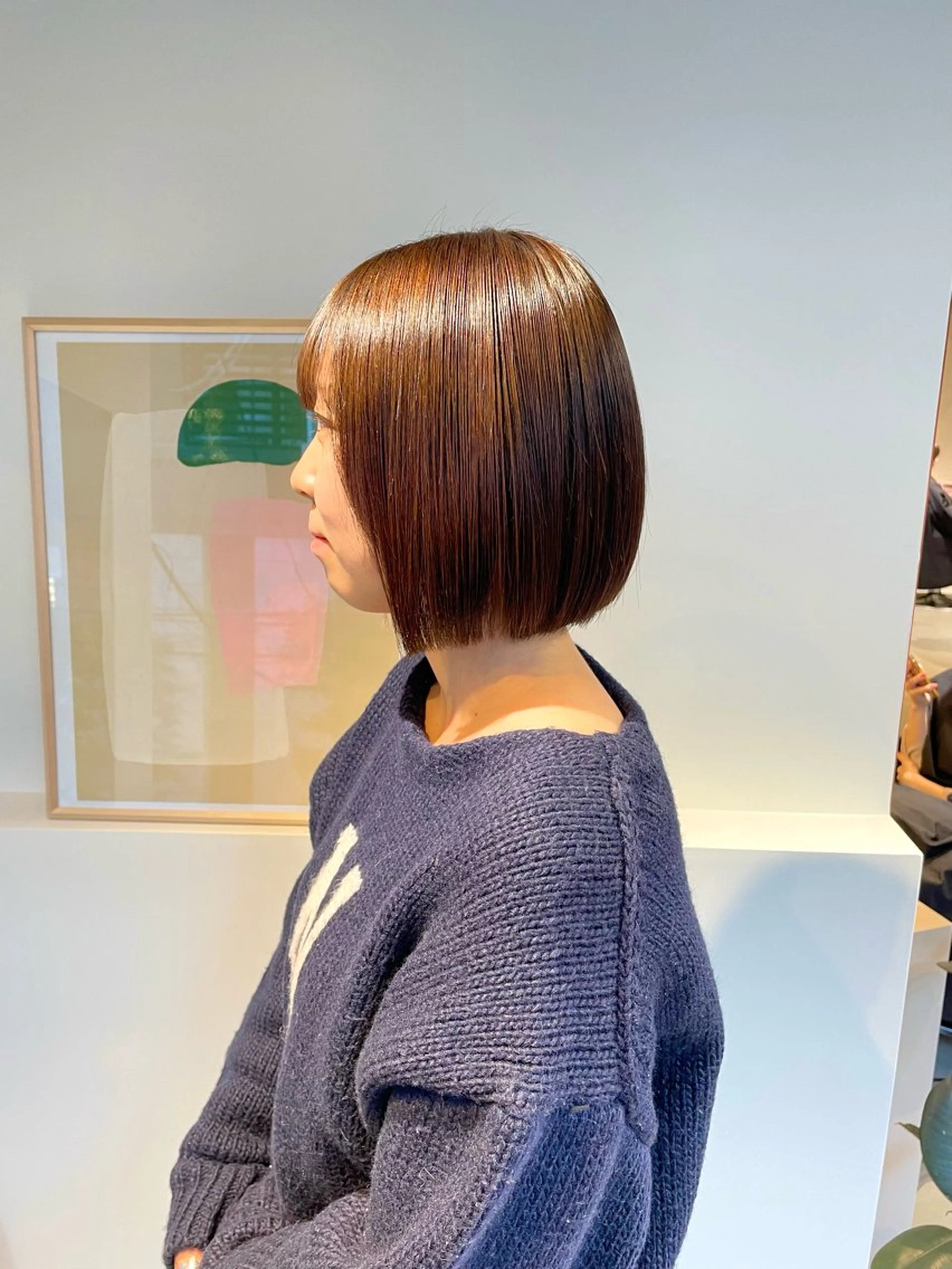 ショート パーマ 前下がりボブ アッシュ ボブ 髪質改善 レイヤーカット eto所属・髪質改善スペシャリス ト長尾勇弥/梅田中津のヘアスタイル