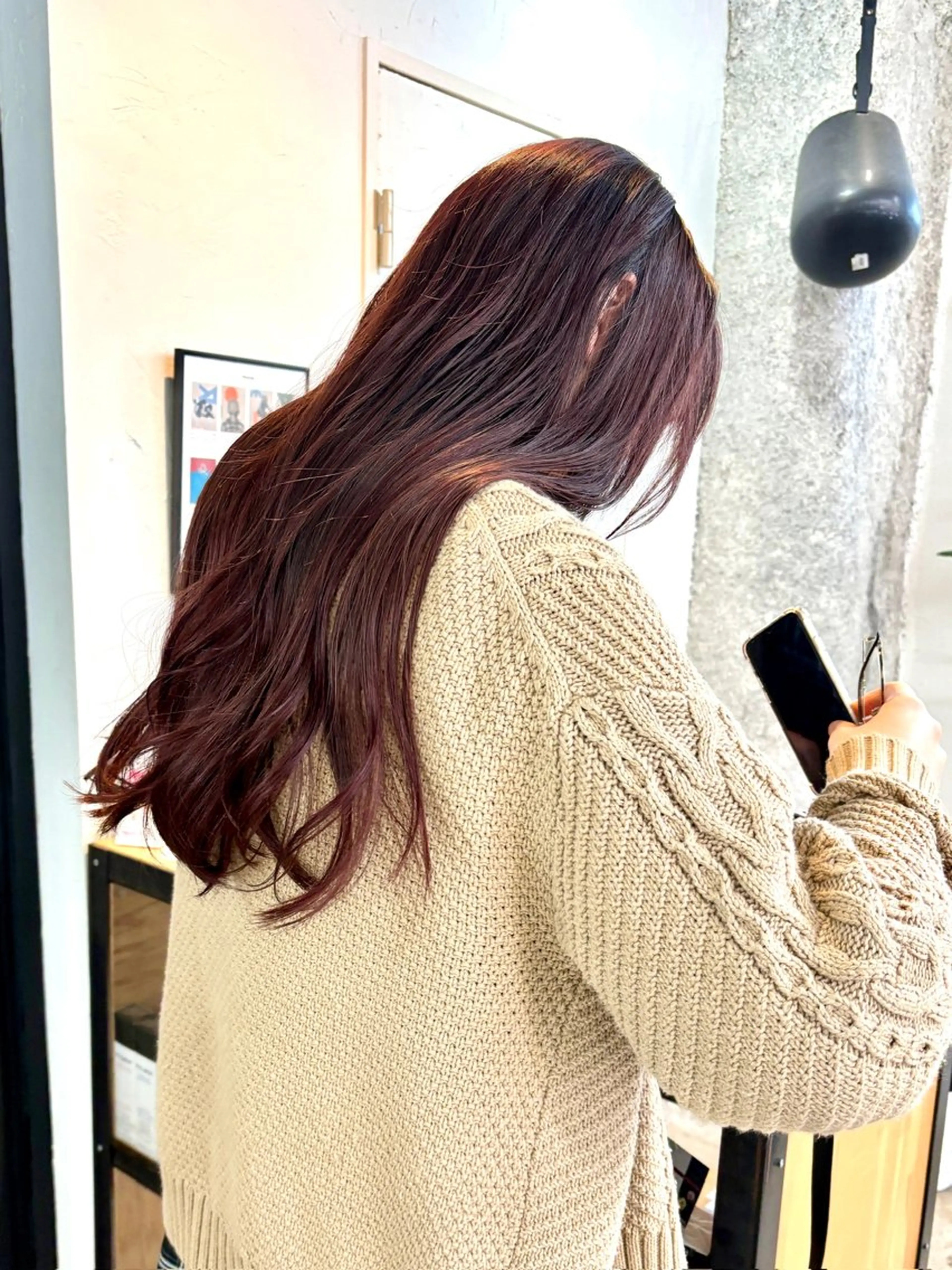 ロング カラー ブリーチ ブラウンカラー カシス 透明感カラー ラベンダーカラー ヘアカラー 暖色カラー/天神/ ヘイマサクラのヘアスタイル