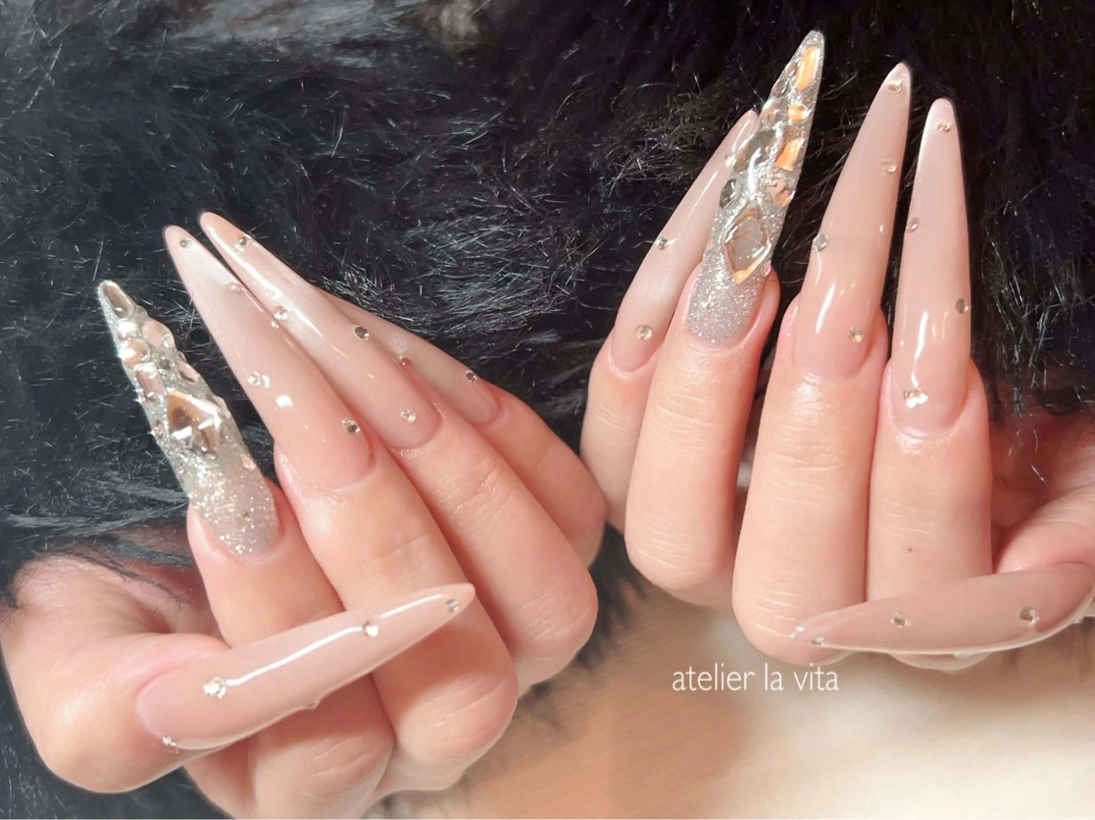 ネイル ジェルネイル ハート 氷ネイル・うるうるネイル マグネットネイル メンズネイル atelier la vita所属・lavita. mimuraのネイルデザイン