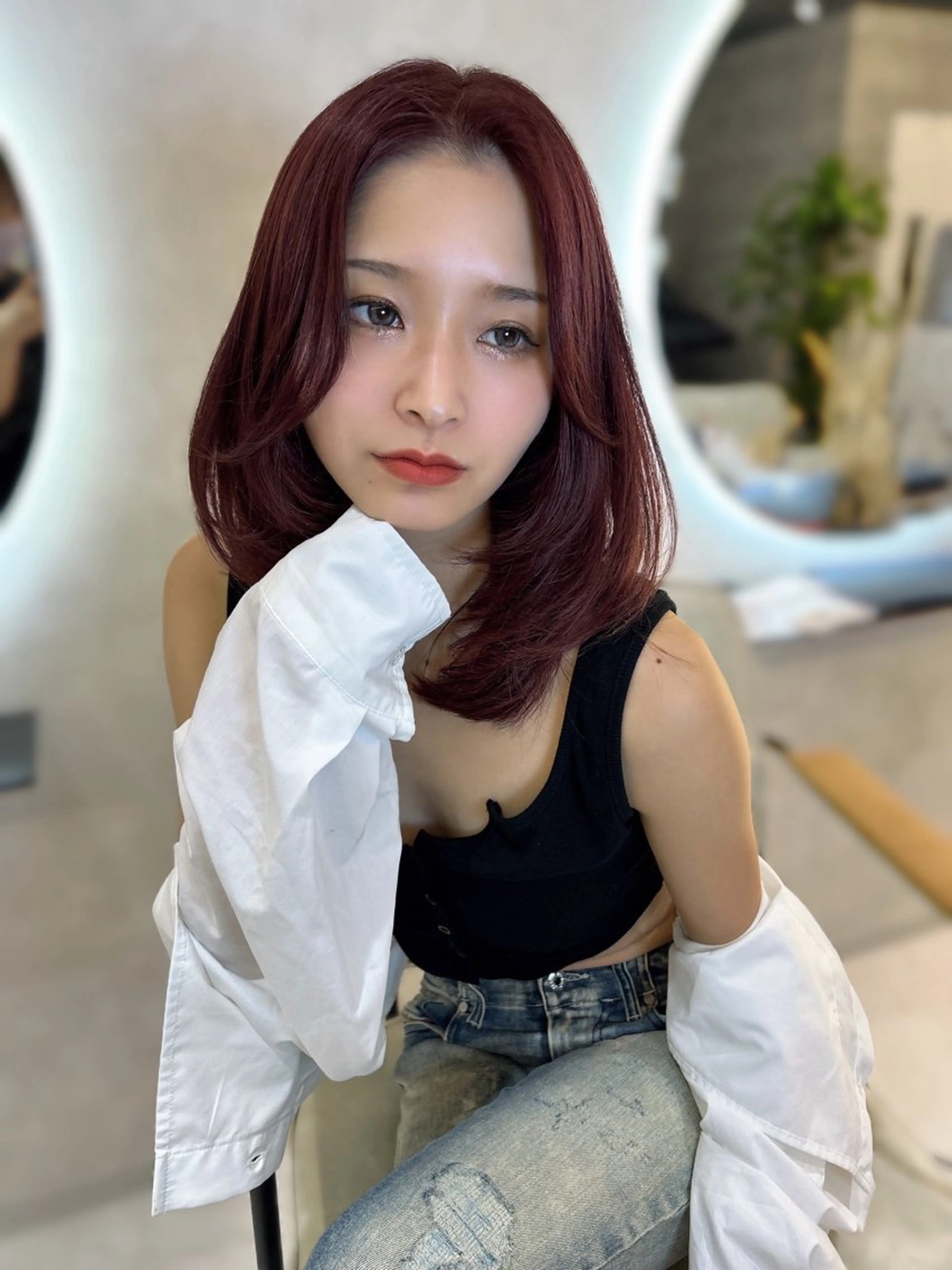 ミディアム enu所属・enu梅田 韓国ヘア ゆりのヘアスタイル