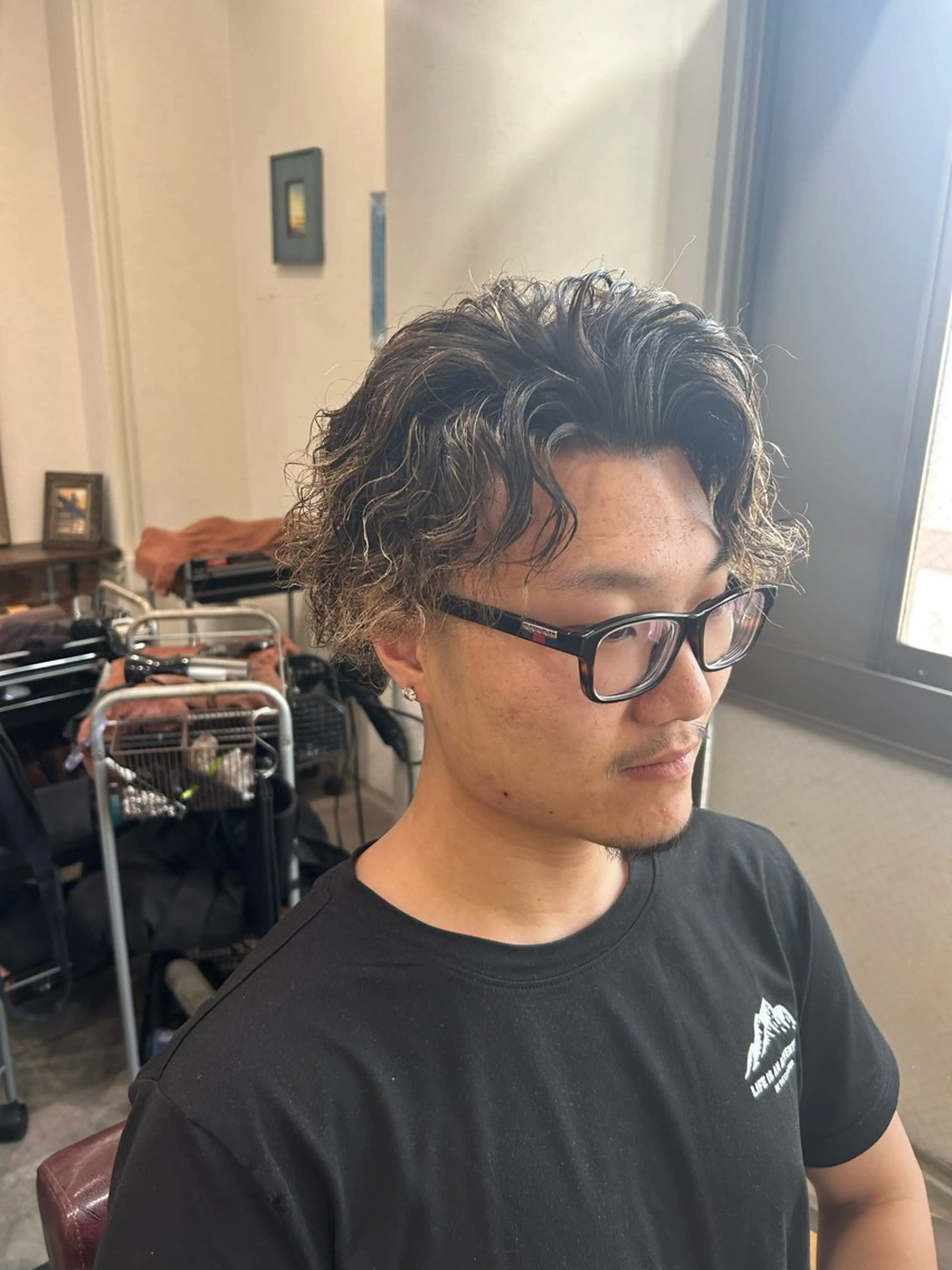 ショート パーマ メンズ メンズブリーチ メンズパーマ カット パーマ CECIL hair なんば店所属・メンズパーマ 艶髪☆店長☆有馬のヘアスタイル