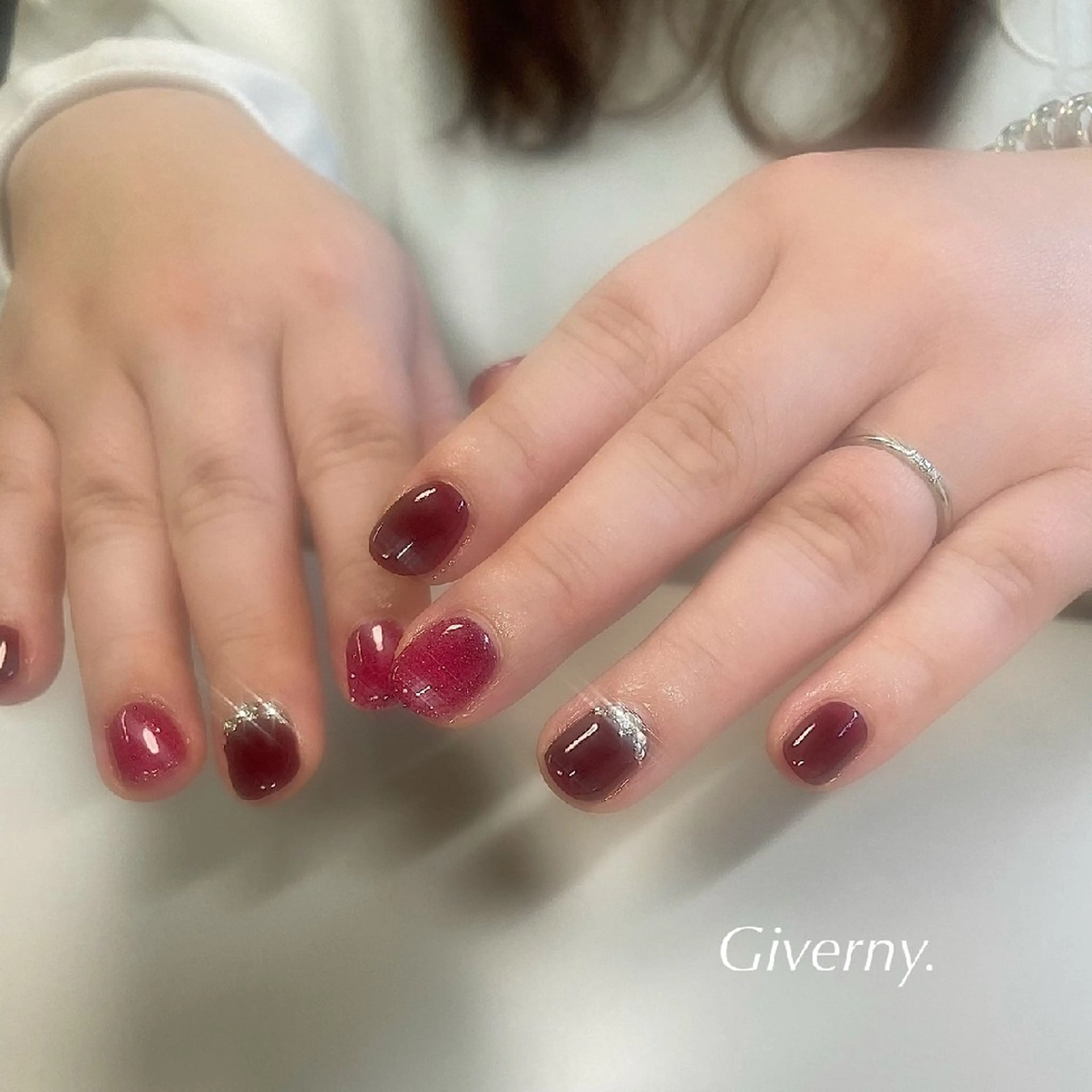 ネイル フラッシュネイル 冬ネイル ハンドネイル Giverny .のネイルデザイン