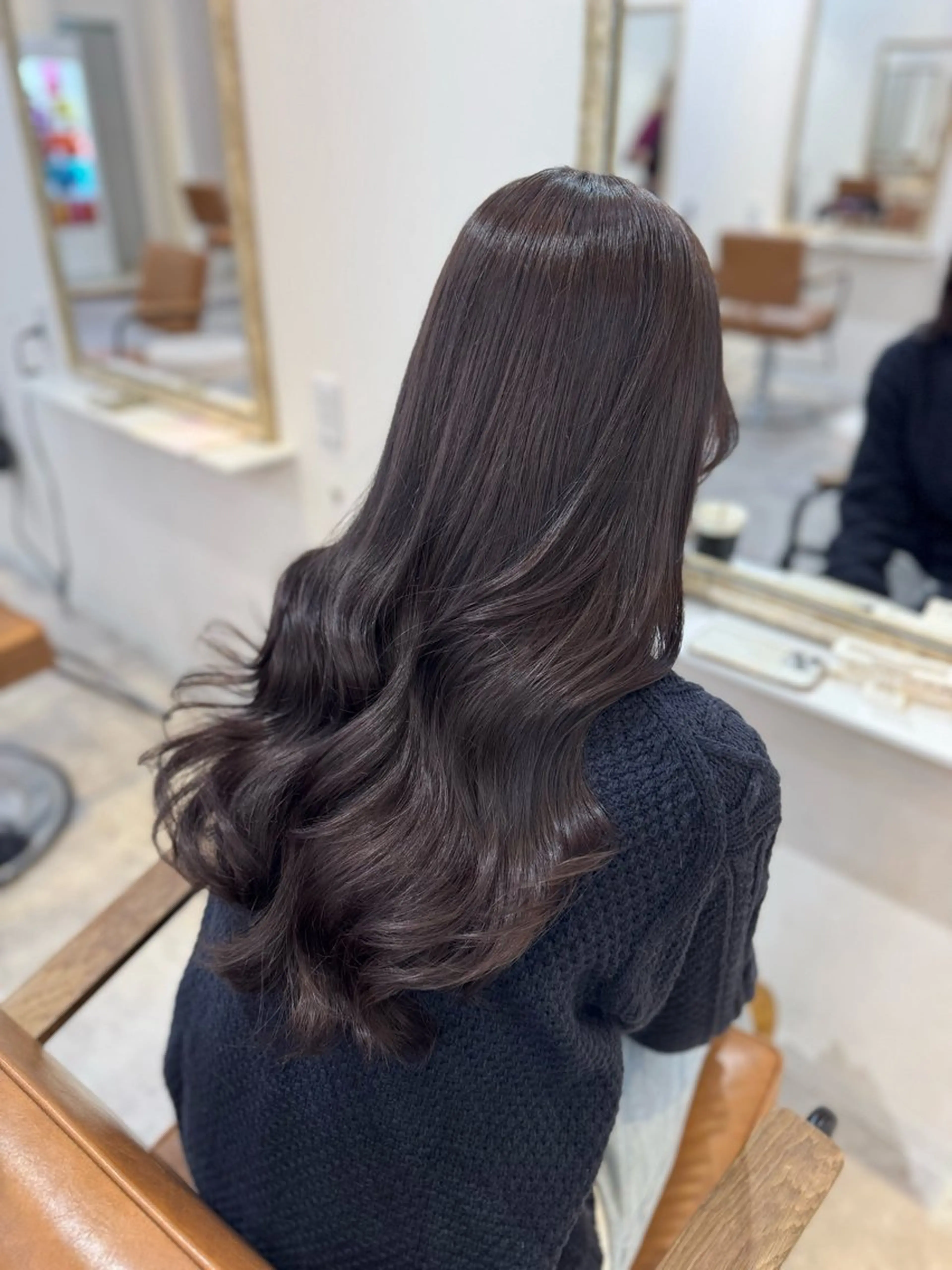 ロング カラー ベージュカラー ブリーチ ボルドーカラー ブラウンカラー 透明感カラー 赤み無し柔らかカラー 【梅田】madokaのヘアスタイル