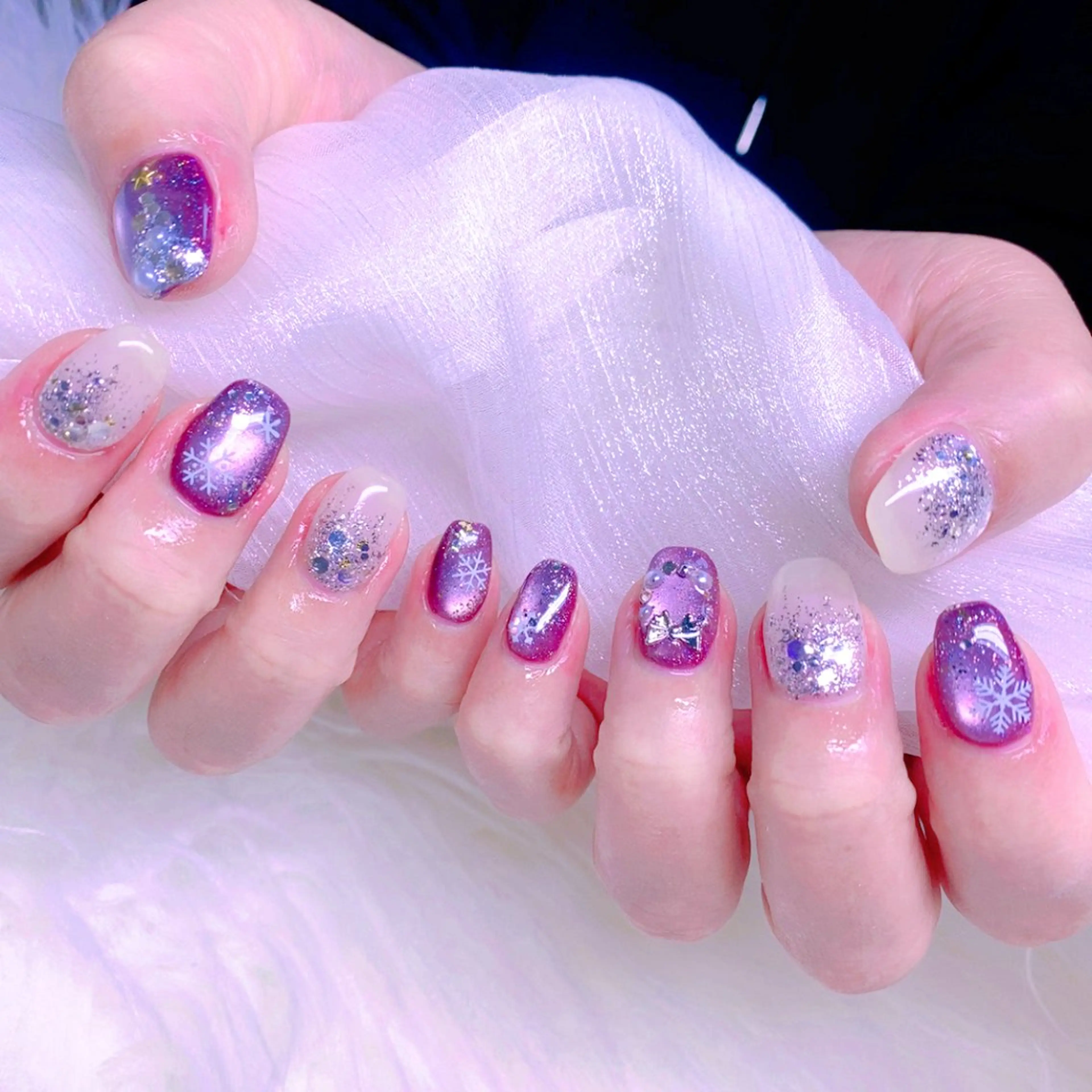 ネイル グラデーション 持ち込み 冬ネイル ハンドネイル Nail Yunaのネイルデザイン
