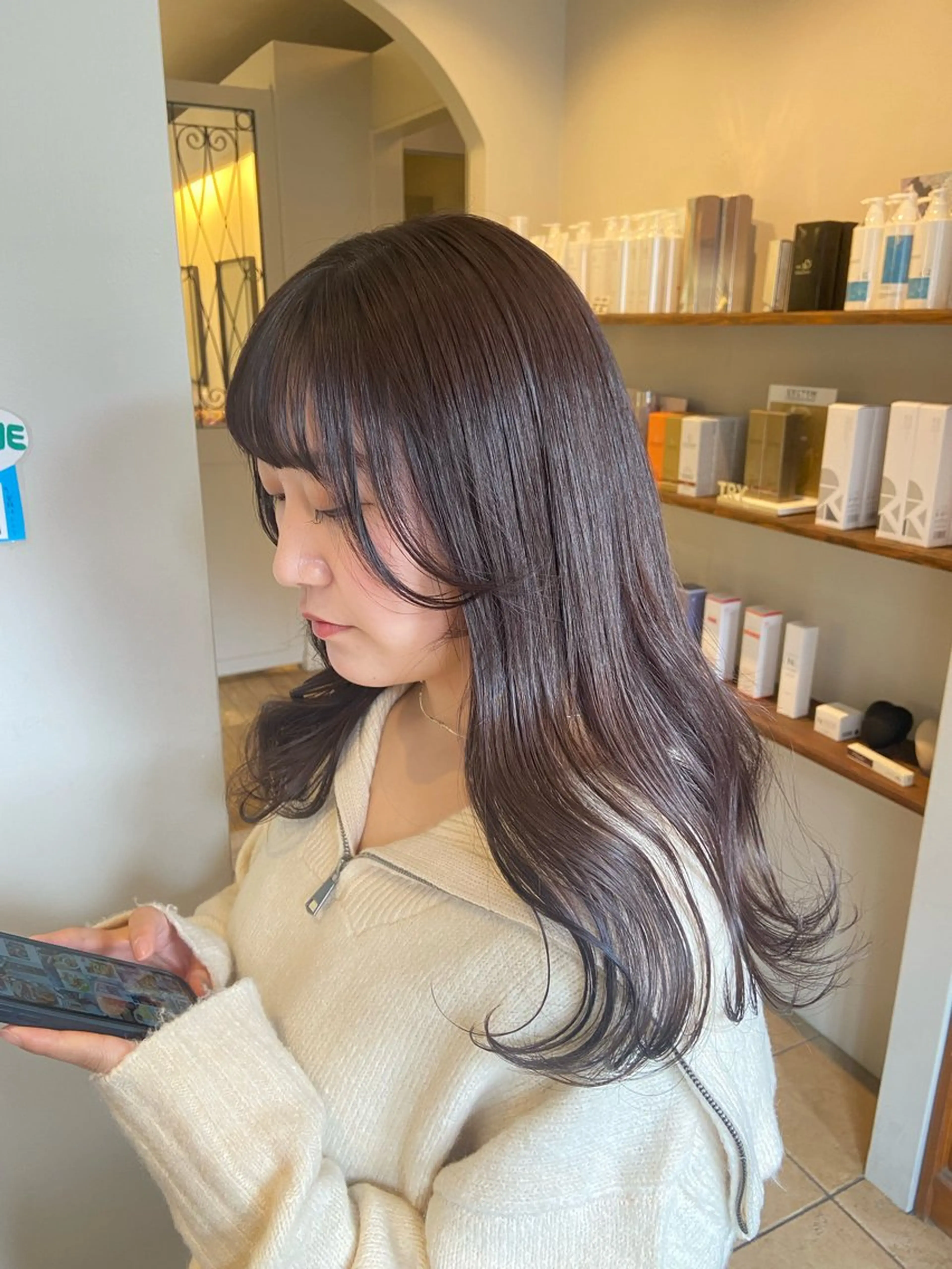 セミロング カット ヘアカラー トリートメント 透明感カラー🎀 tasty／makoのヘアスタイル
