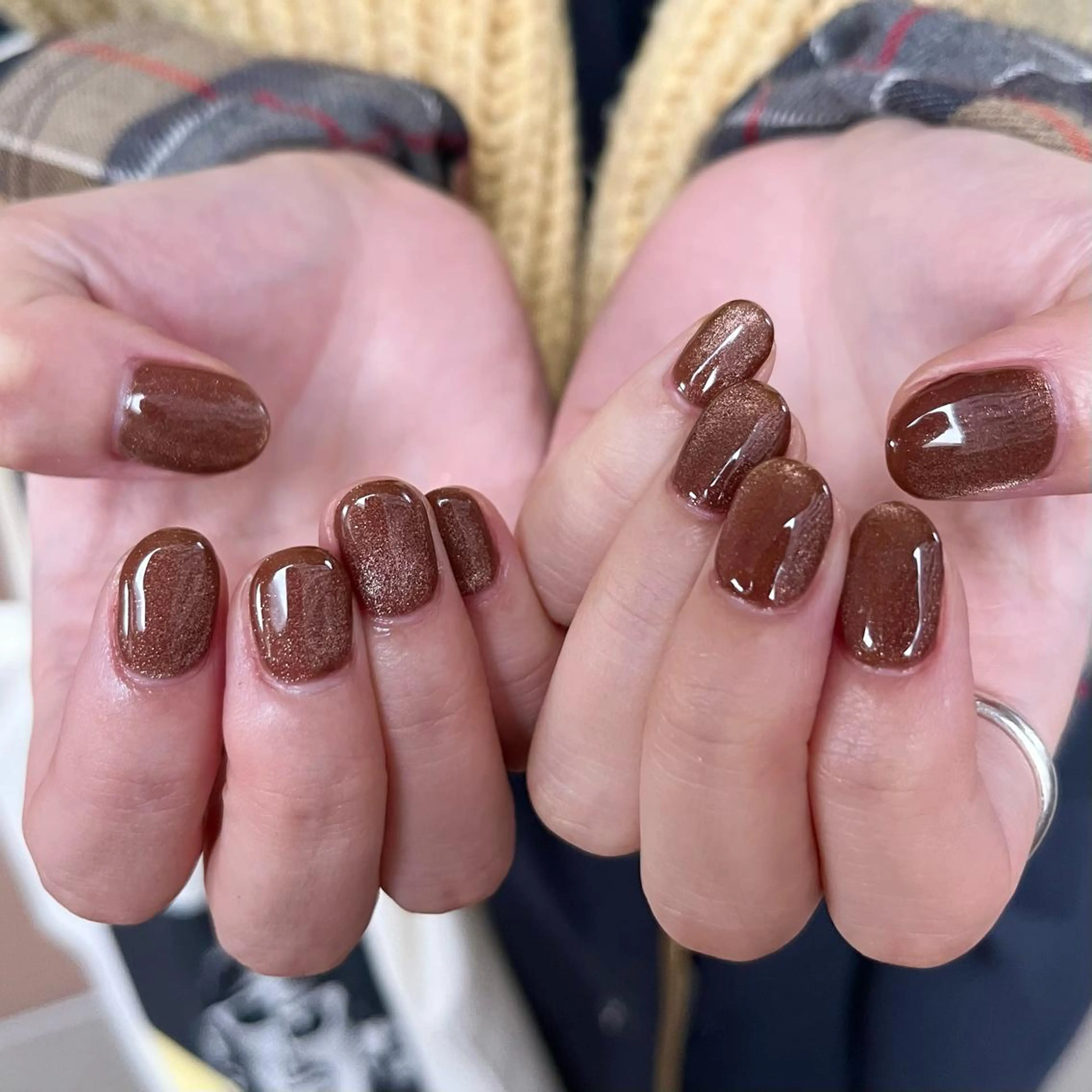 ネイル ブラウン マグネットネイル nail salon O (en)所属・vegh. nail／阿波座のネイルデザイン