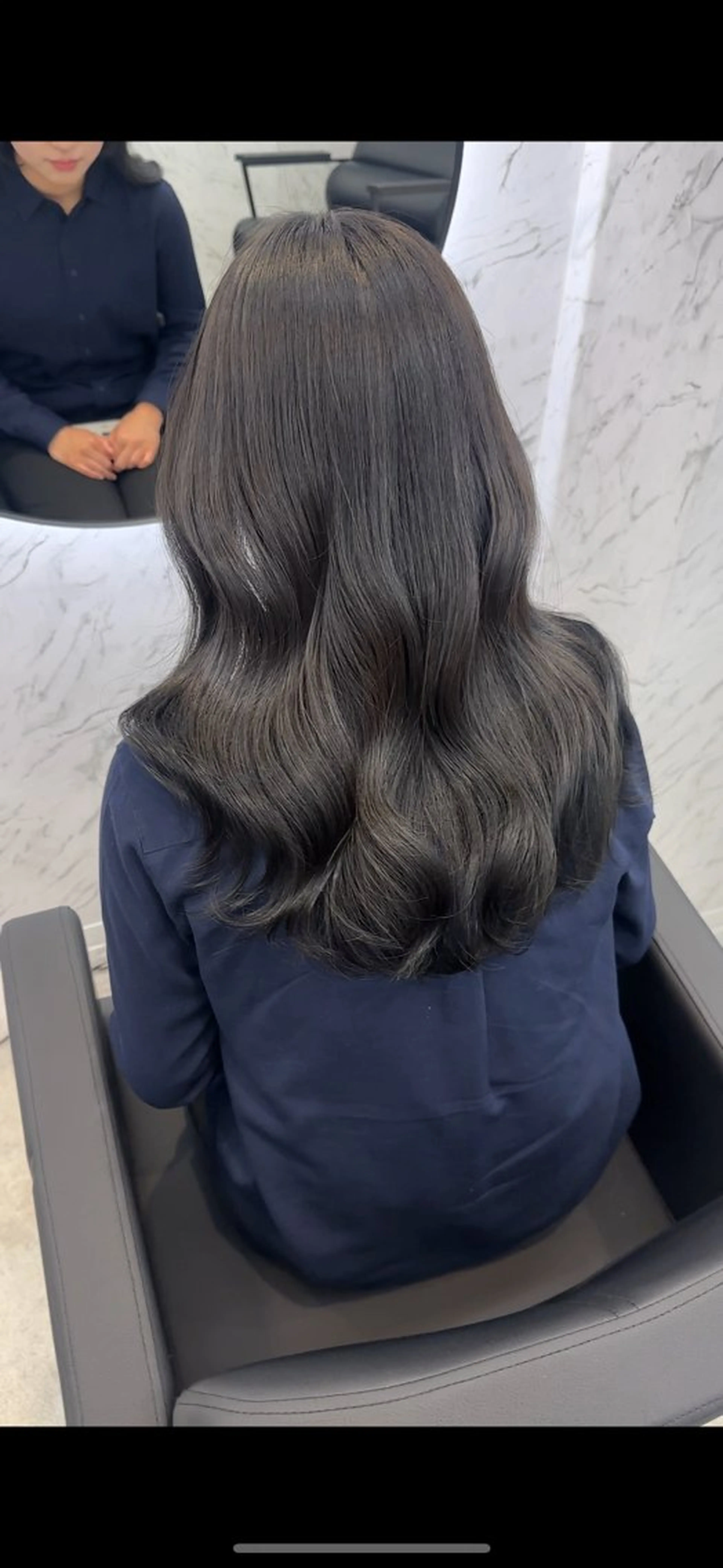 セミロング カラー 黒髪 グレーブラック カット ヘアカラー トリートメント ヘアセット 遠藤沙也加 韓国ヘア/町田のヘアスタイル