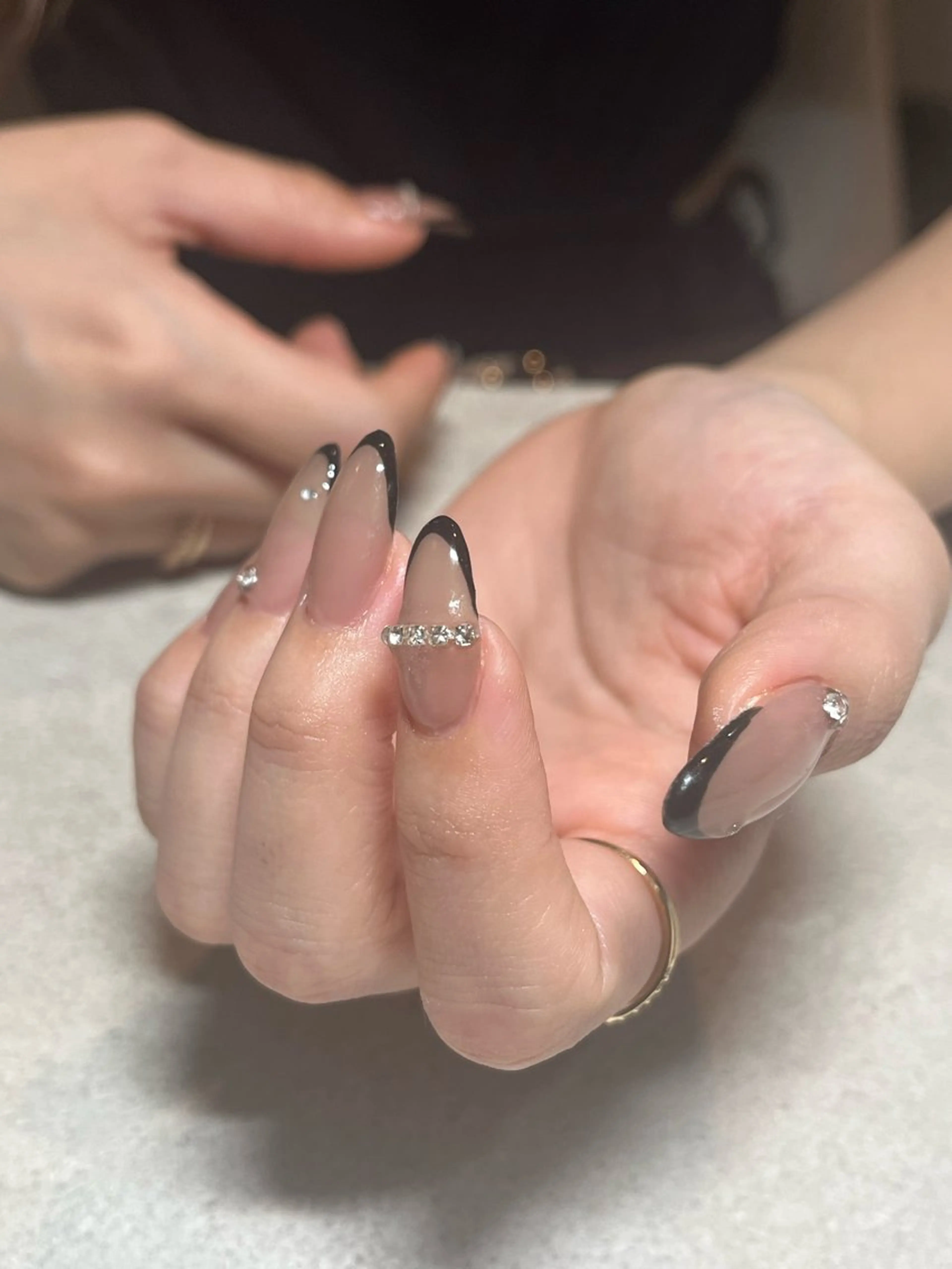 ネイル フレンチネイル グリーン オフィスネイル シンプルネイル ハンドネイル share salon reir　(ルレイル)所属・rio nailのネイルデザイン