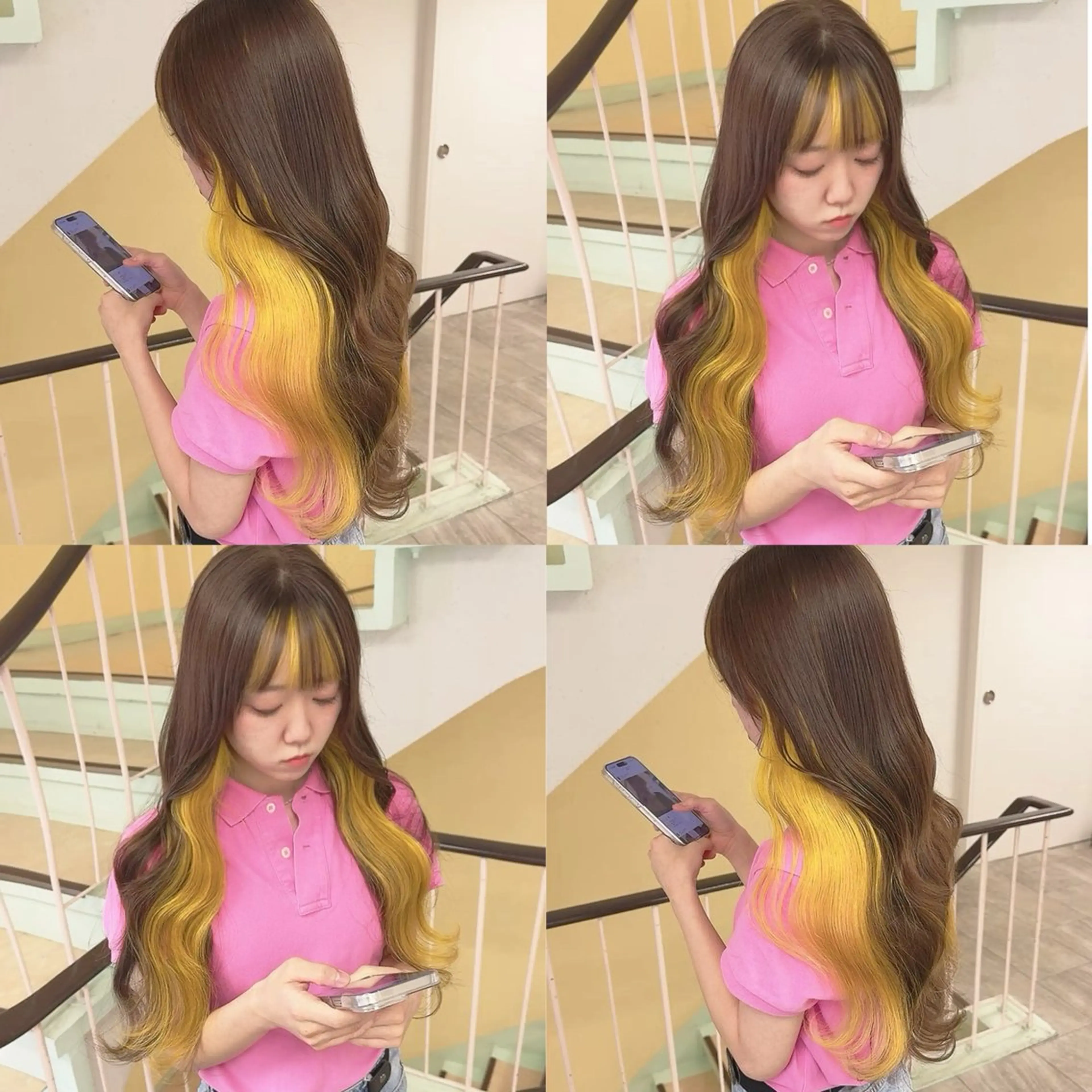 カラー インナーカラー イエローカラー ヘアカラー トリートメント 渋谷:インナーカラー ／🍒エリカ🍒のヘアスタイル