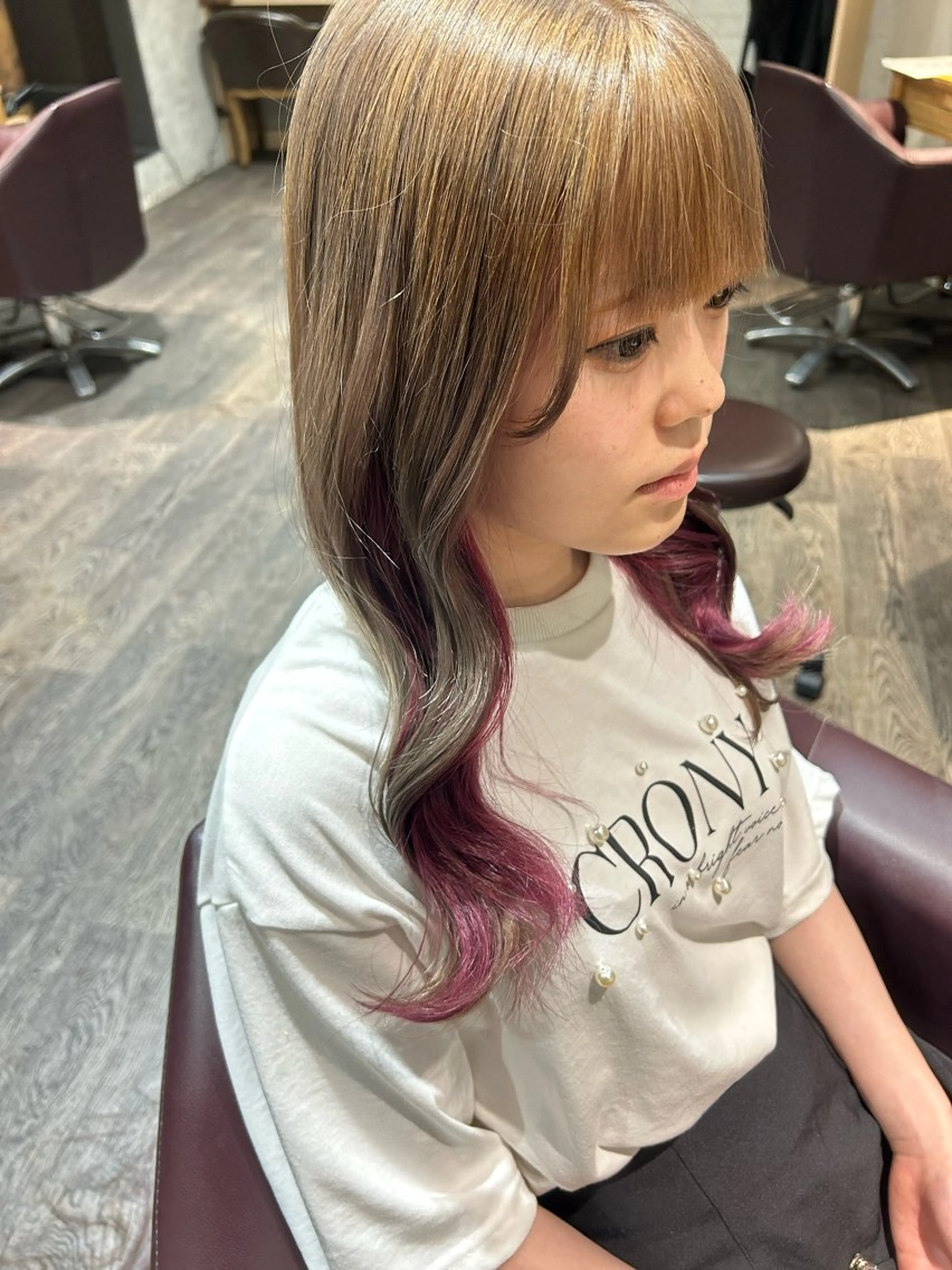 セミロング カラー グレージュ ピンクカラー カット ヘアカラー トリートメント パーソナルカラー 診断🍀マリンのヘアスタイル