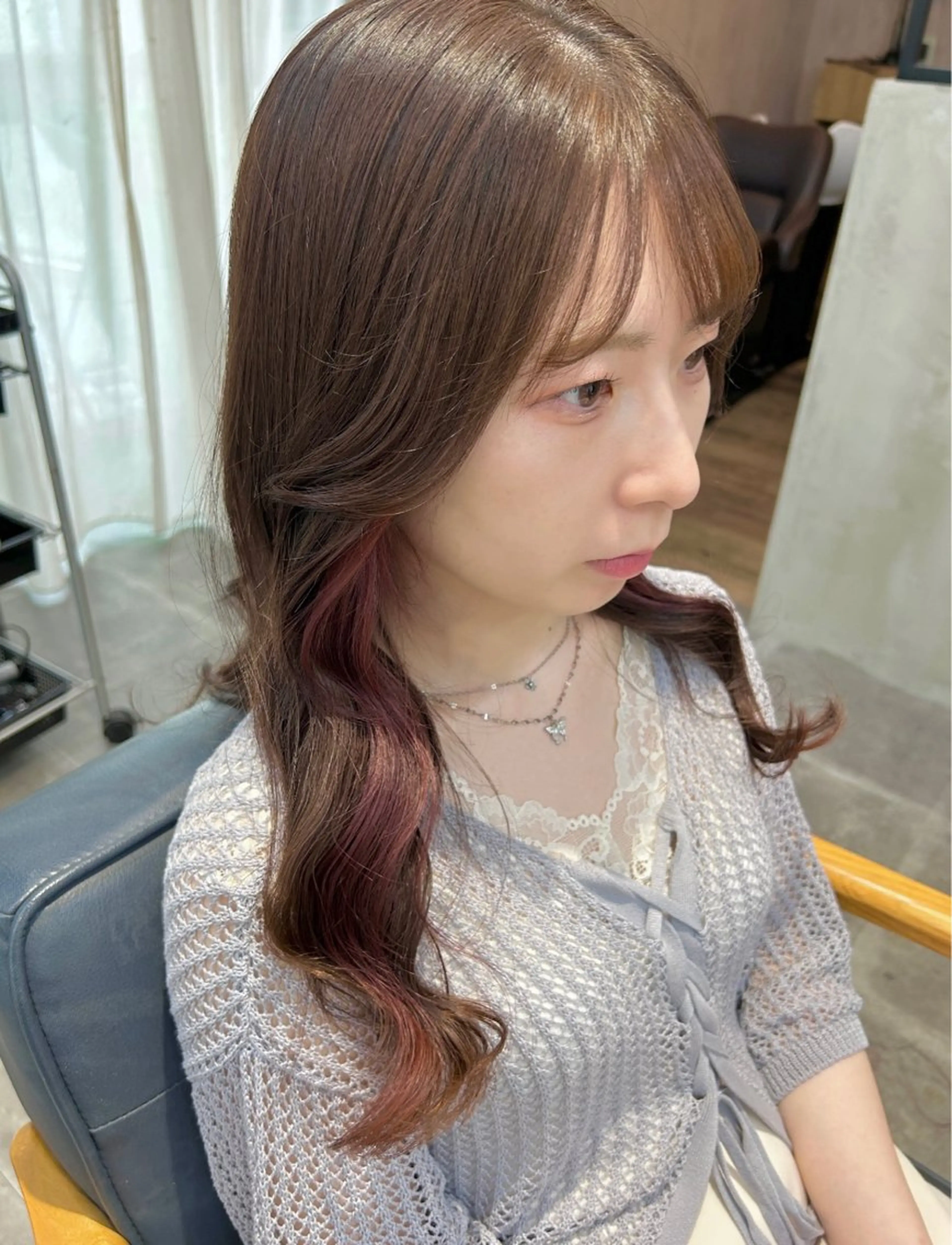 ロング カラー カット ヘアカラー トリートメント newi梅田🫧韓国 ヘア🫧sakiのヘアスタイル