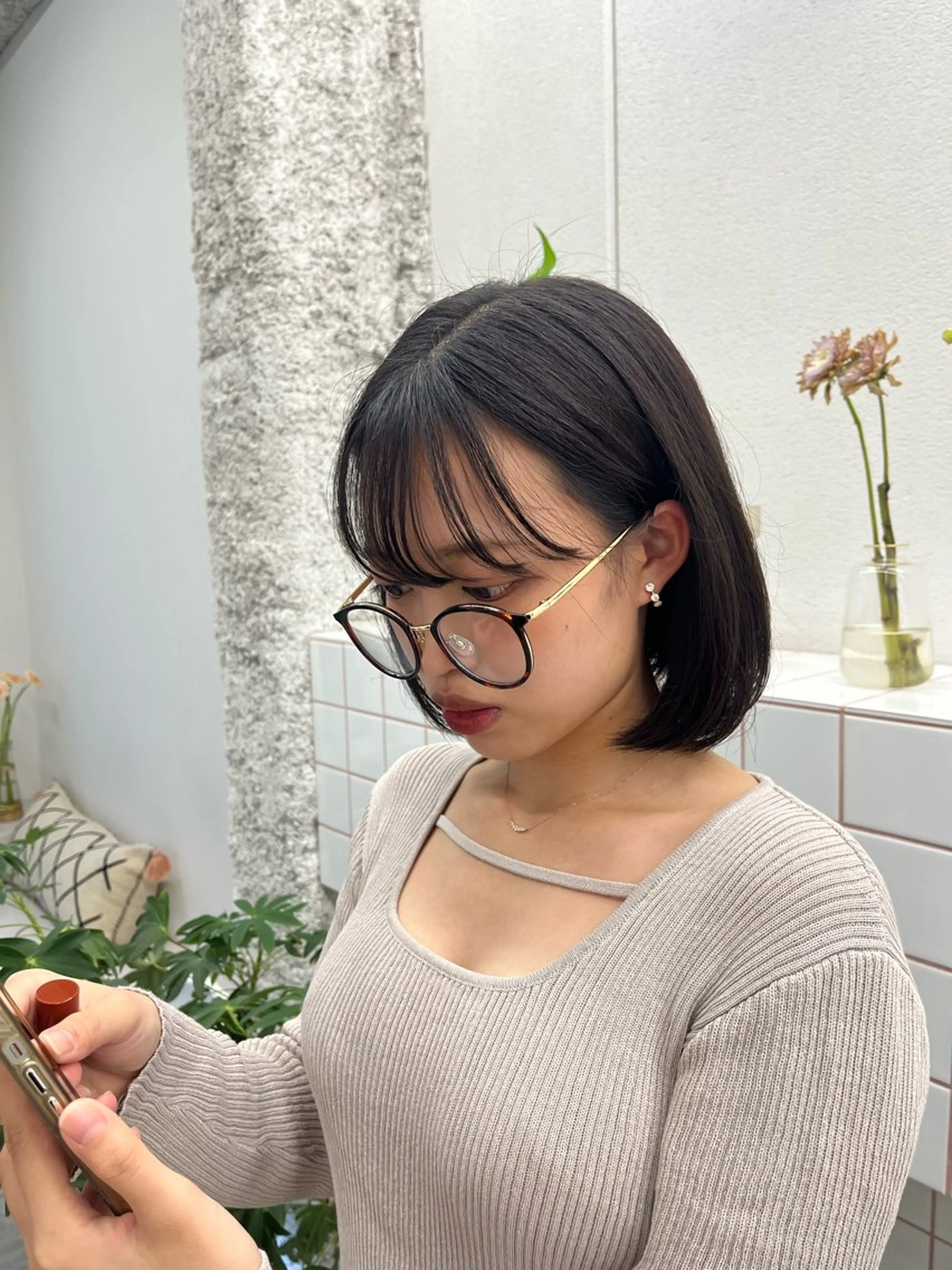 ショート カラー ヘアカラー トリートメント 🌼花屋併設🌼 木下奈々望のヘアスタイル