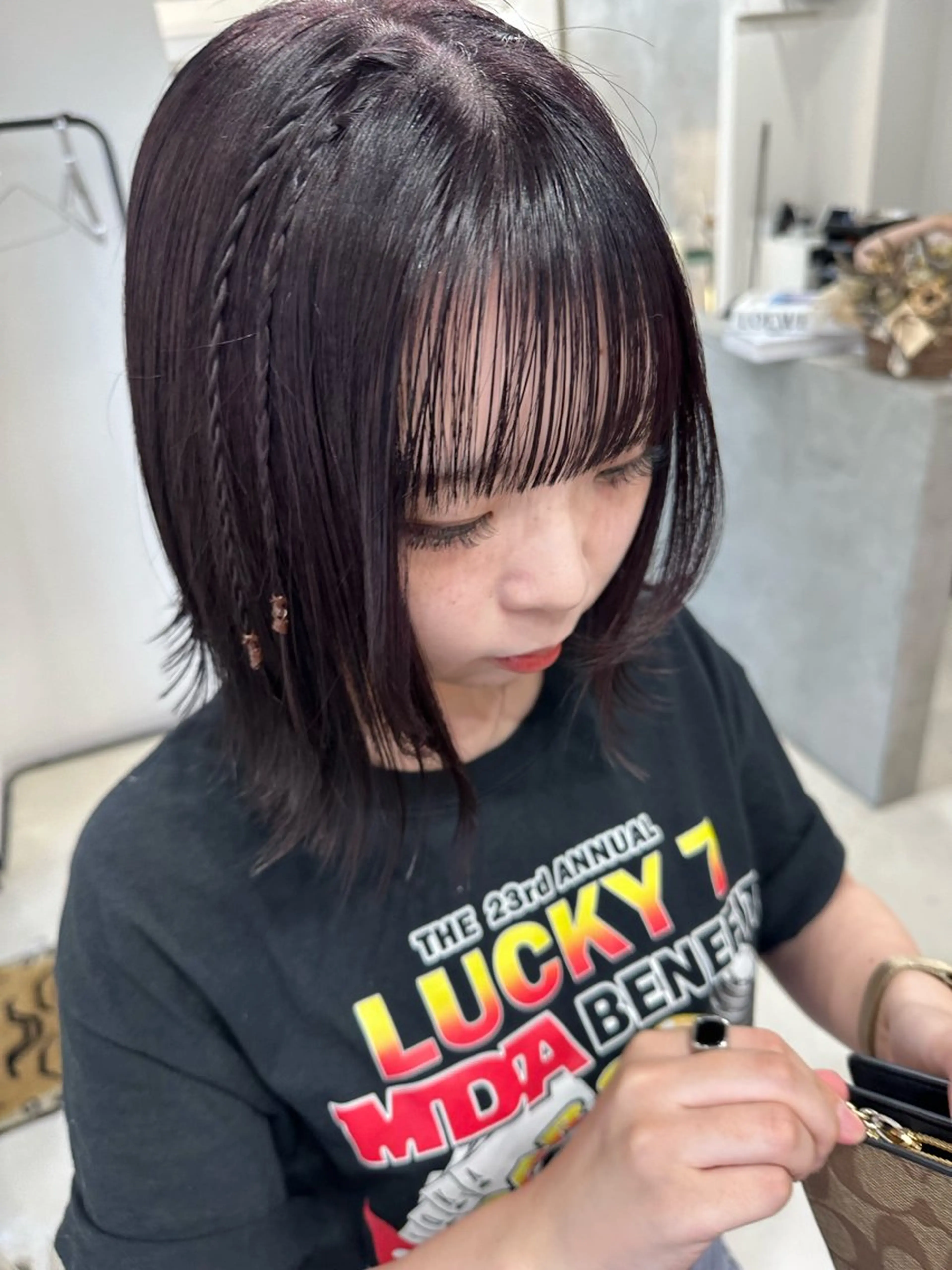 ミディアム カラー solua所属・さあや 【透け感/艶感】のヘアスタイル