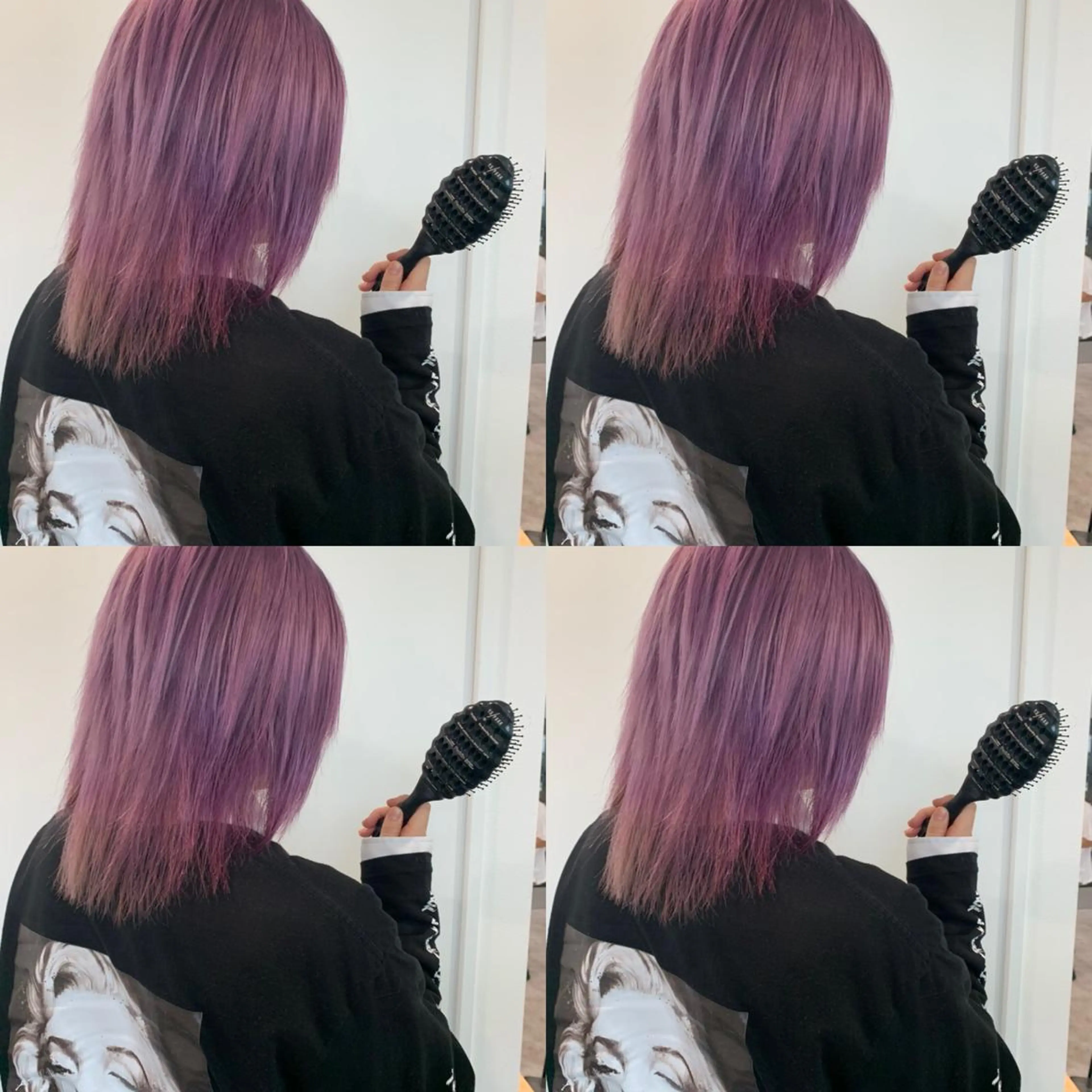 セミロング アッシュ ハイライト レイヤーカット ヘアカラー Selene hair OSAKAのヘアスタイル