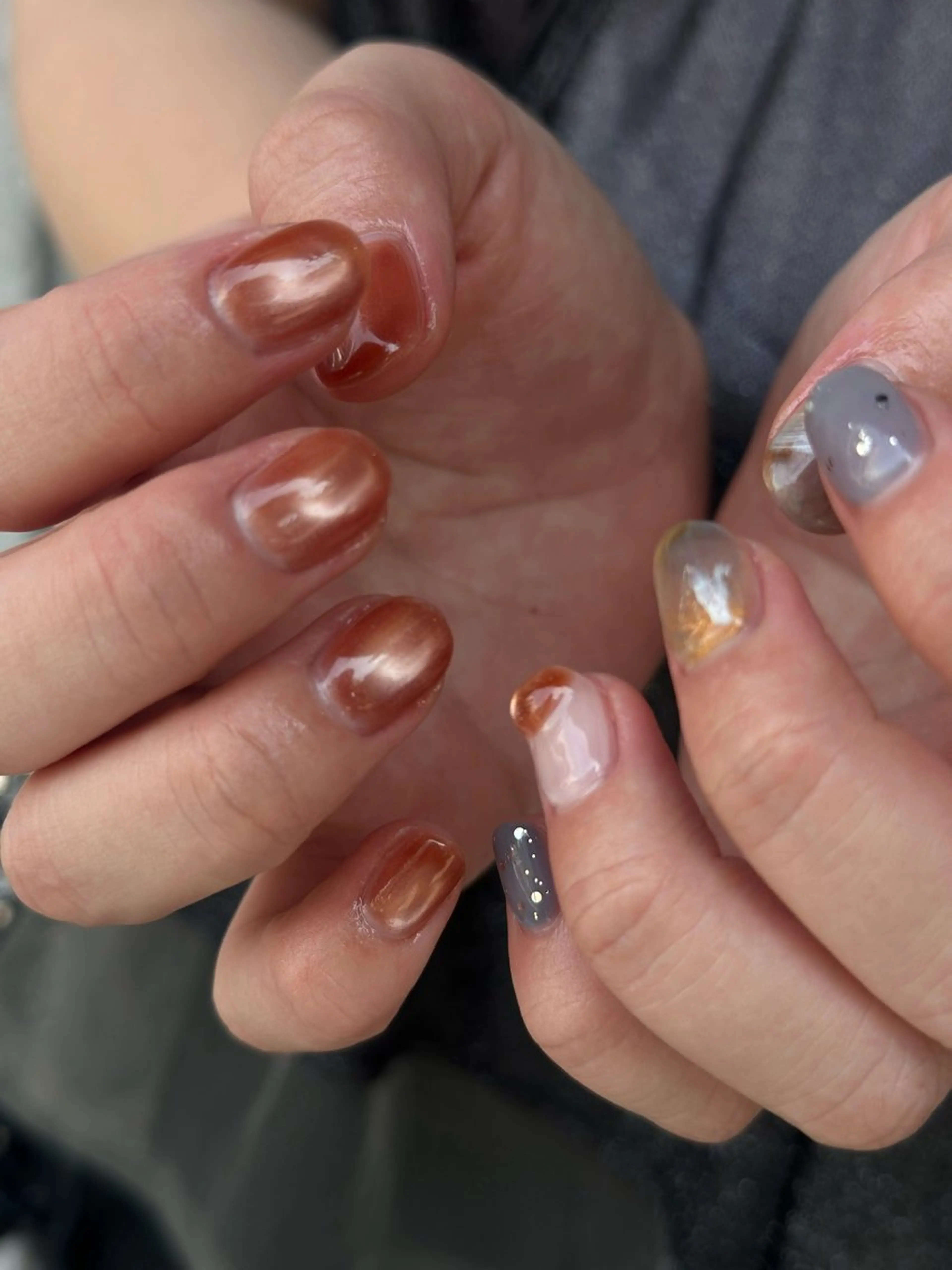 ネイル ニュアンスネイル オフィスネイル オレンジ シンプルネイル ハンドネイル ryo.所属・yamaguchi ryoのネイルデザイン