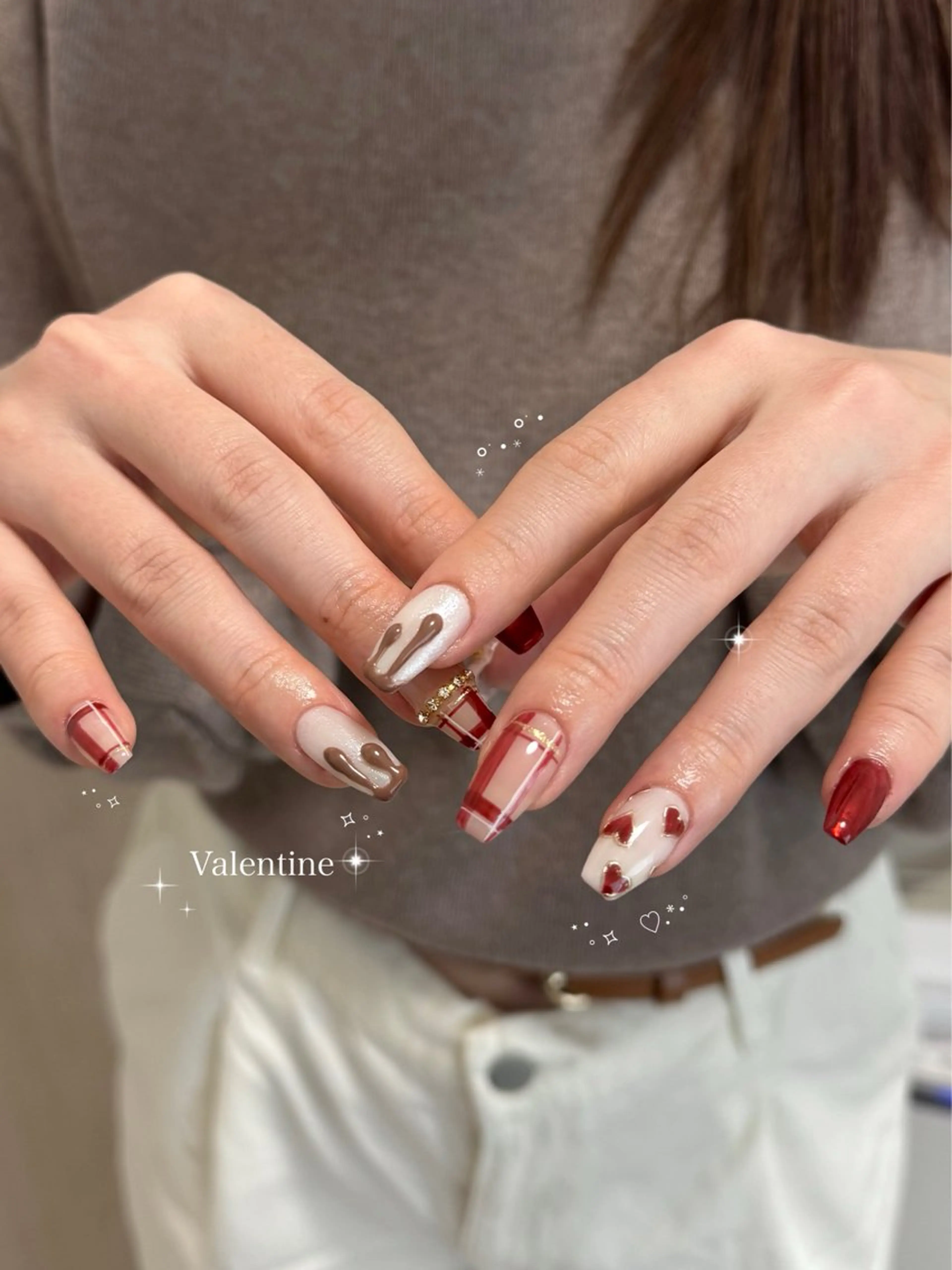 ネイル バレンタイン ハンドネイル nail salon CAREY 🎀のネイルデザイン