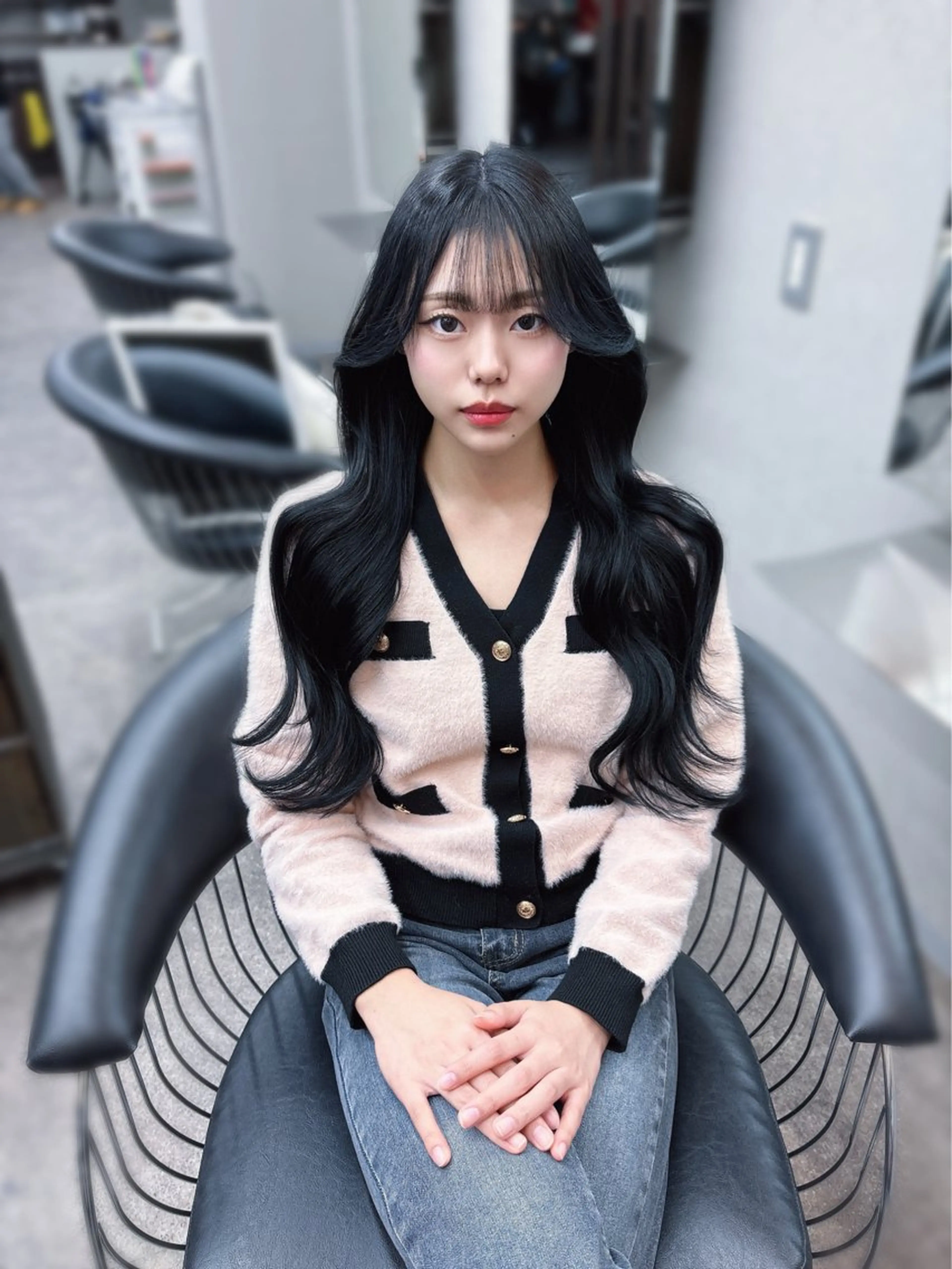 ロング くびれヘア レイヤーカット カット ヘアセット emmie by  moremuu所属・レイヤー/韓国ヘア ハイトーンAIRIのヘアスタイル