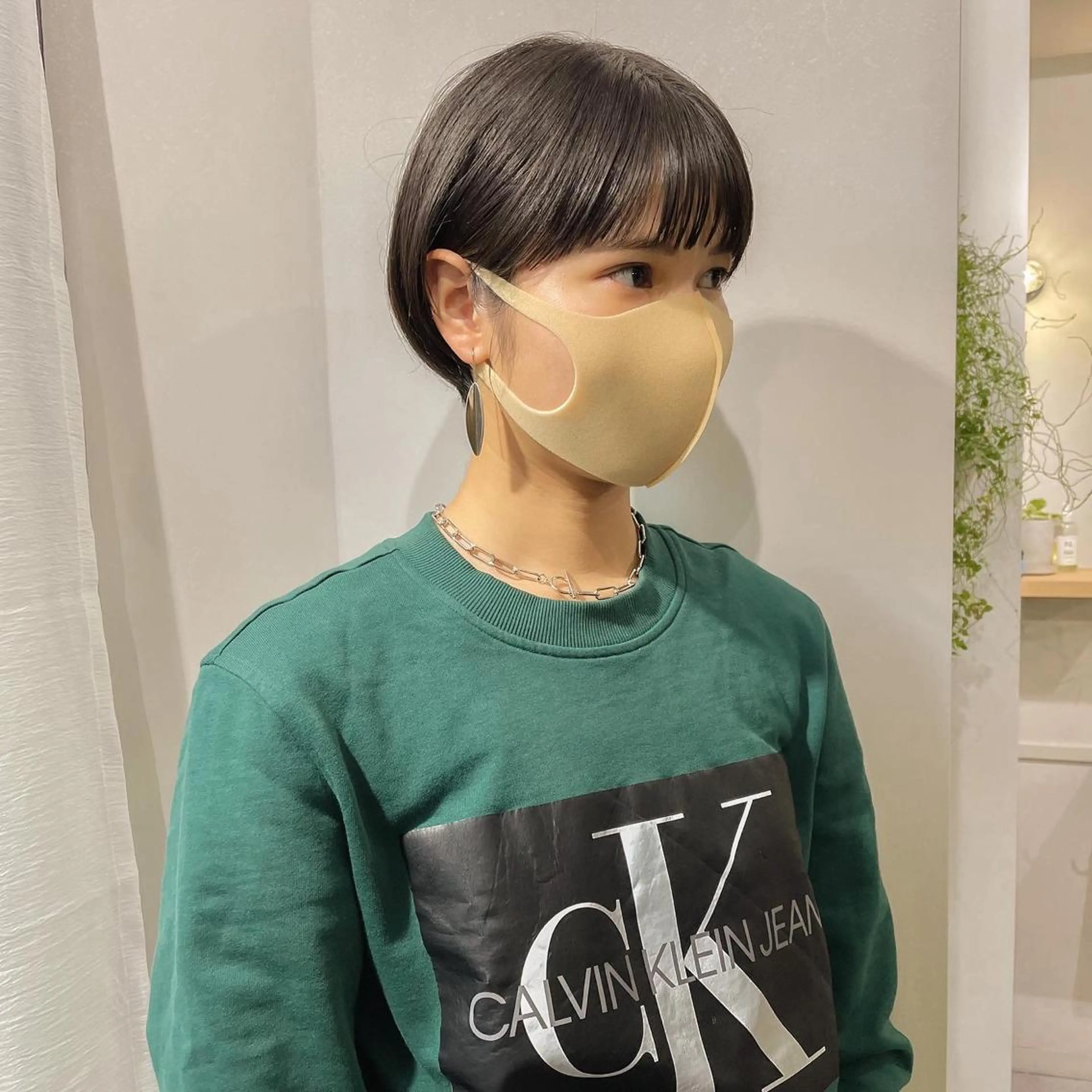 ショート カラー 黒髪 パーマ* 顔まわり似合わせのヘアスタイル