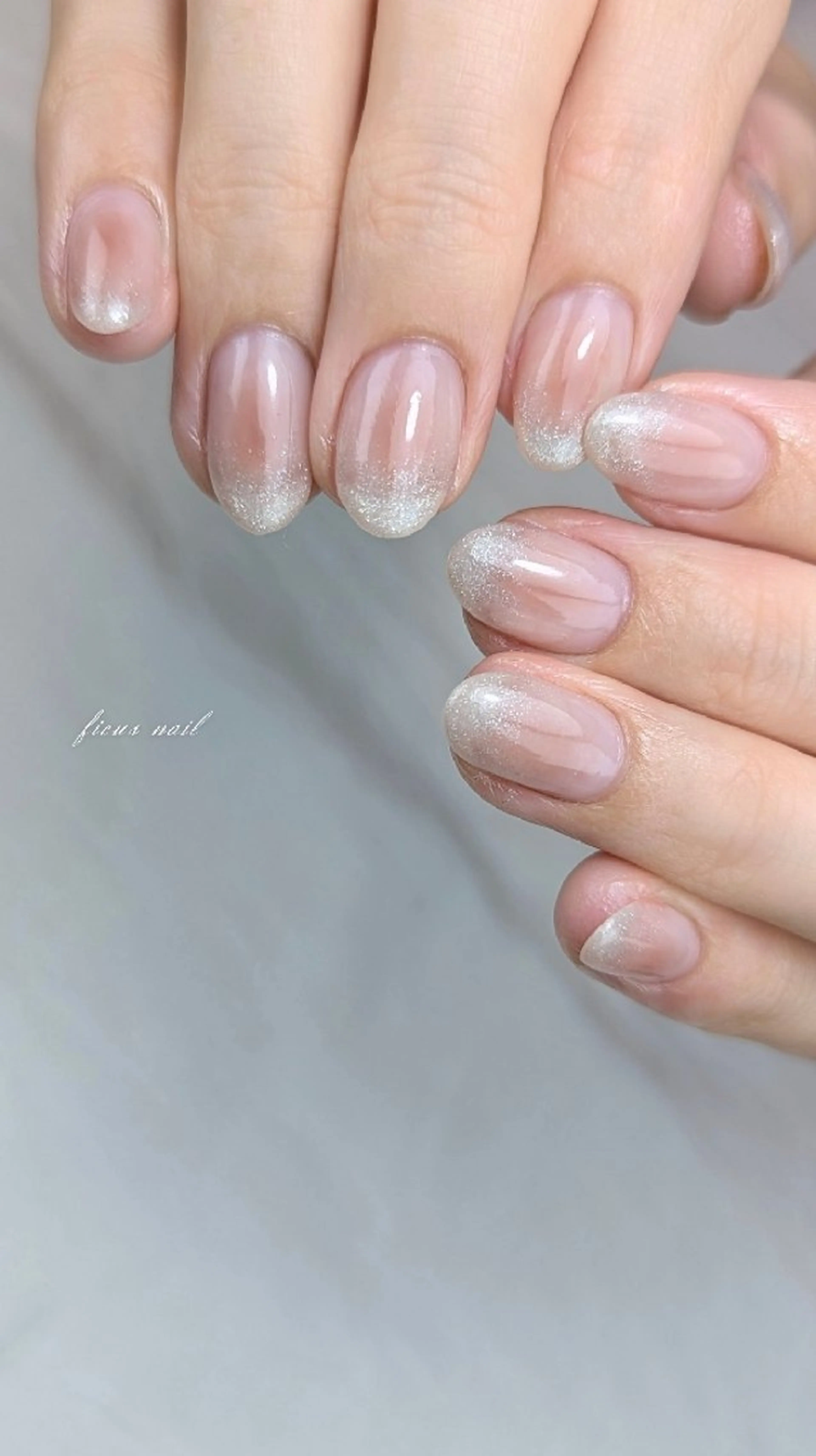ネイル アートネイル チークネイル グラデーション ラメ(グリッター) ラメグラデーション ハンドネイル ficus nailのネイルデザイン