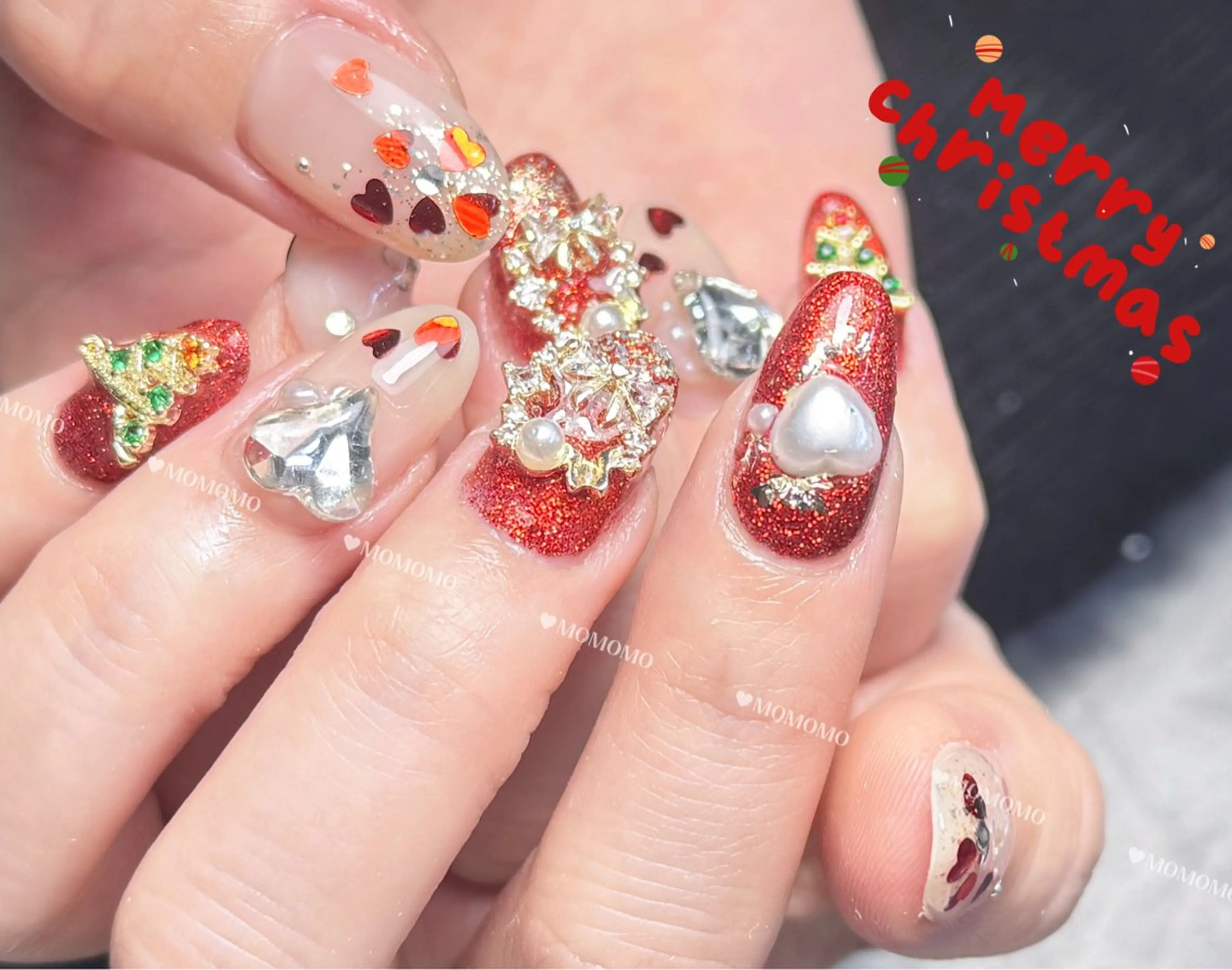 ネイル 冬ネイル クリスマス MOMO nail所属・NIITSU 川崎のネイルデザイン