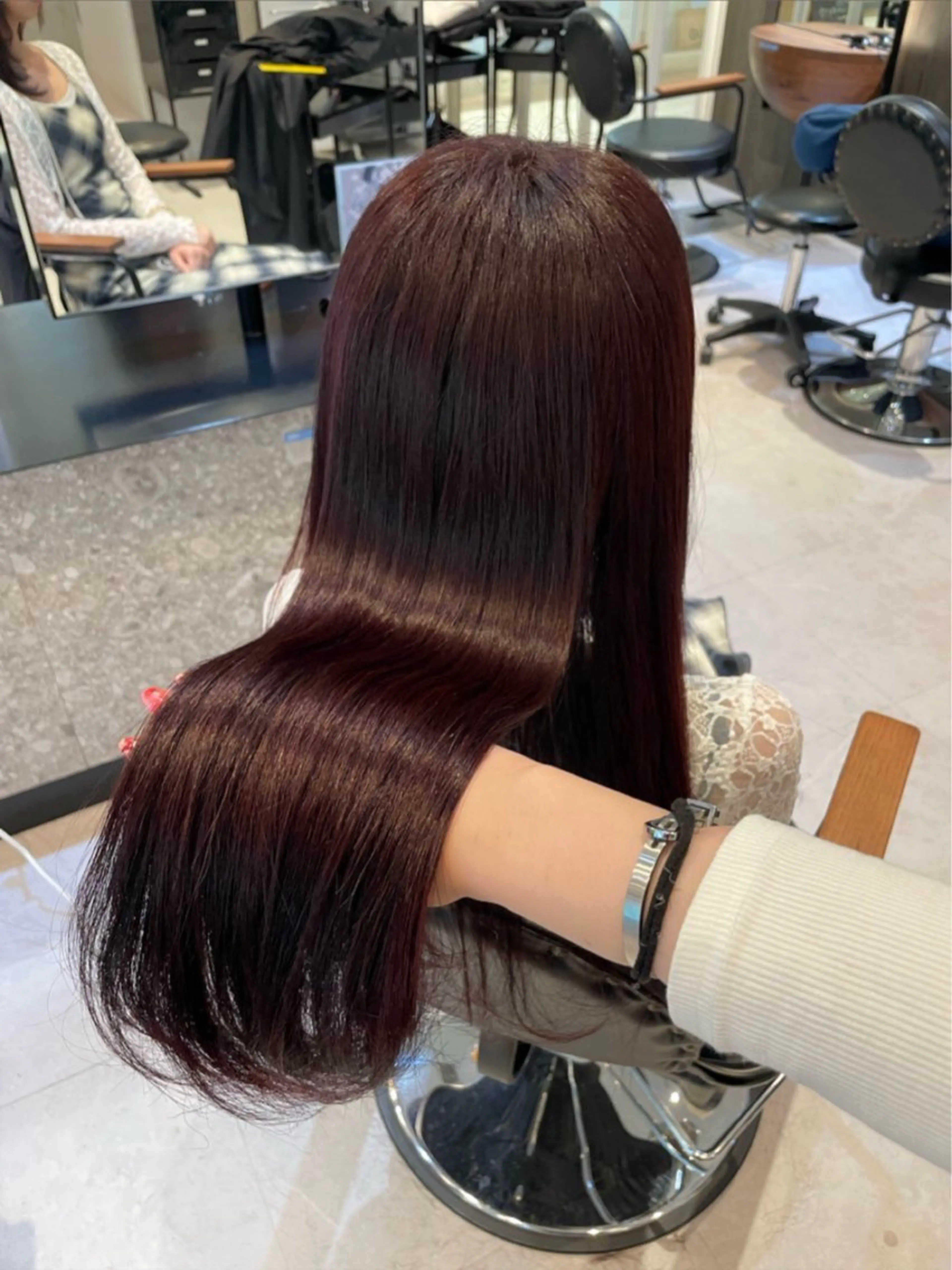 ロング カラー レッドカラー ヘアカラー カラー/髪質改善 トリートメント/優果のヘアスタイル