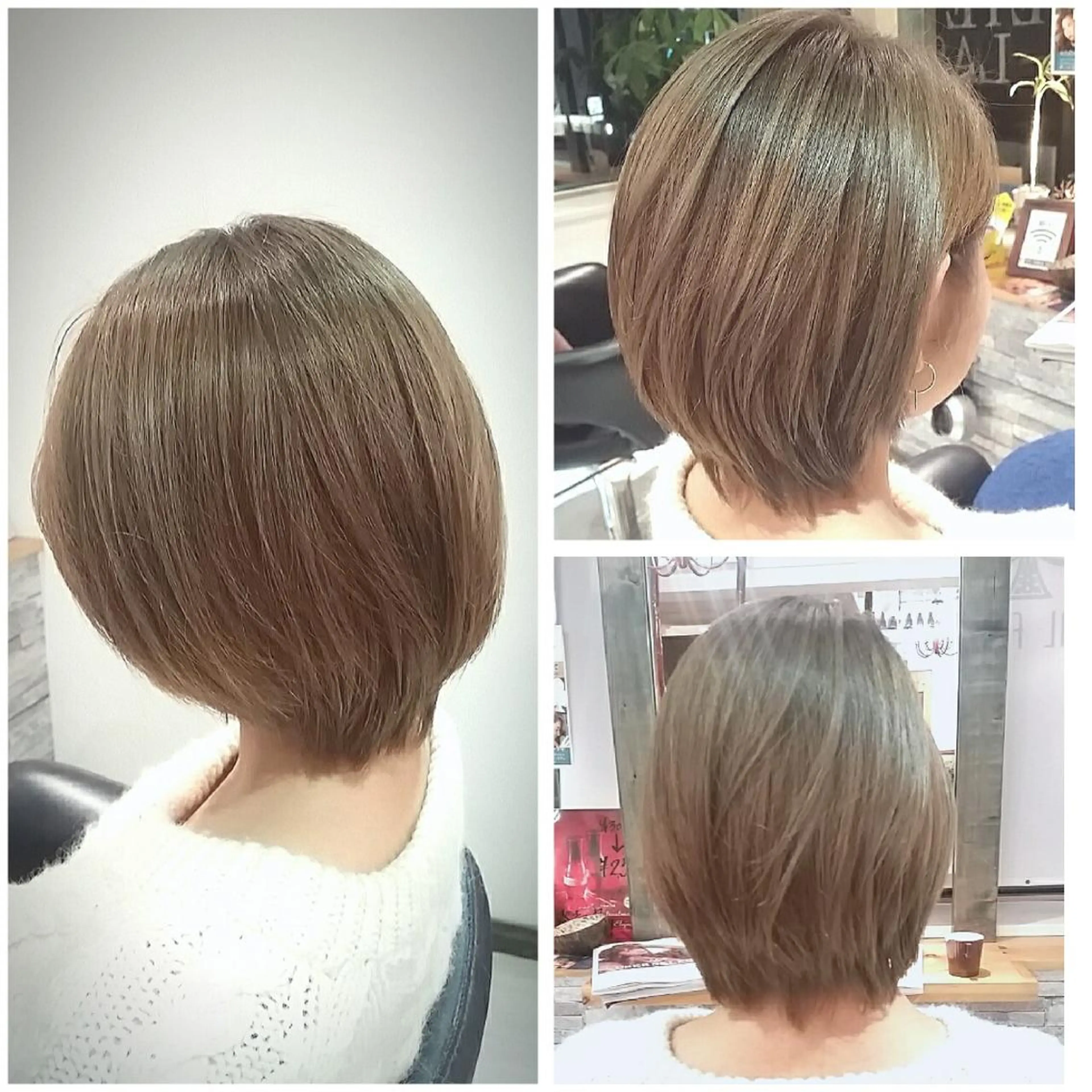 ショート カラー ベージュカラー ダブルカラー フォギーベージュ すずき えりのヘアスタイル