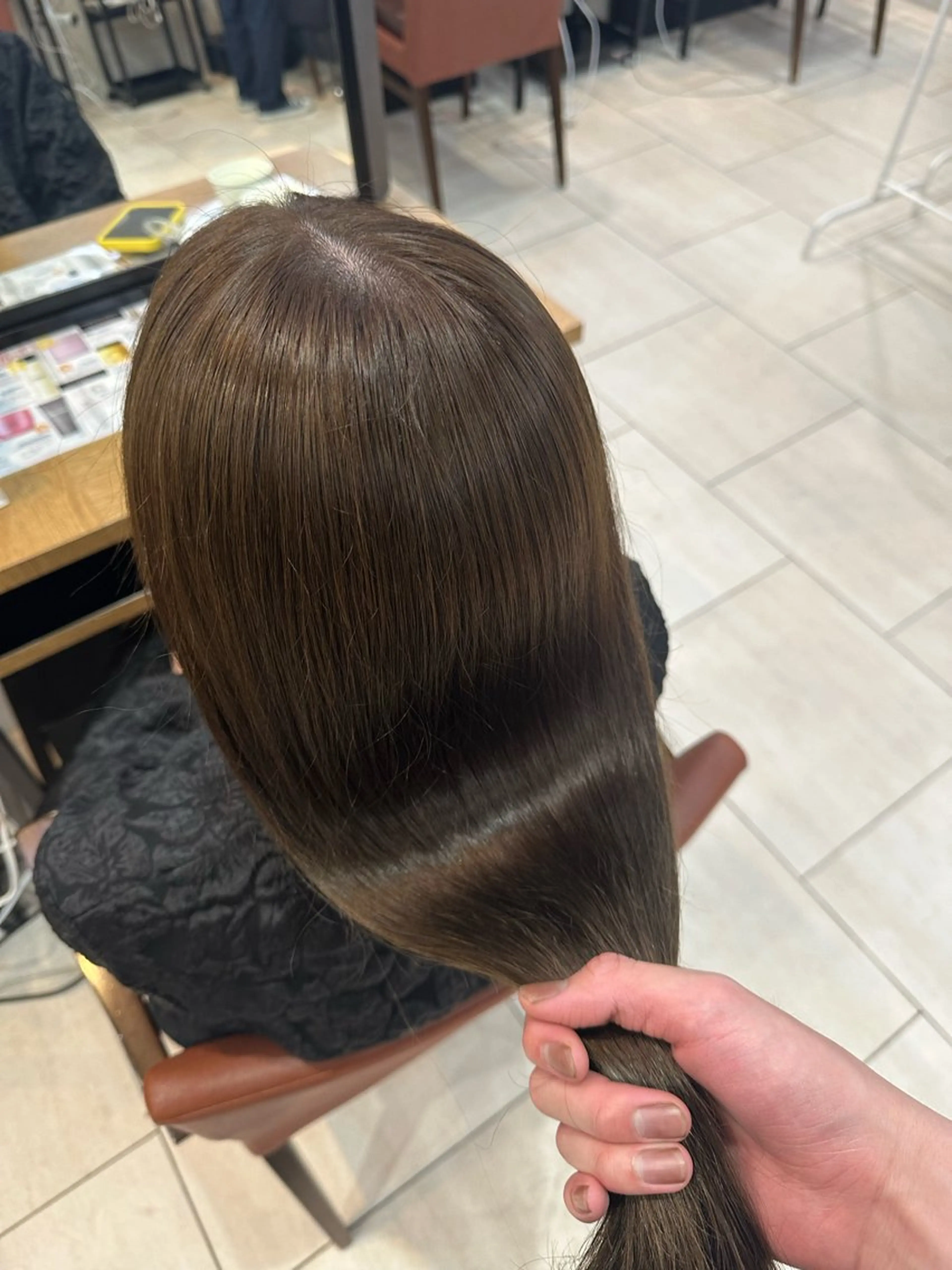 ロング カラー ベージュカラー オリーブベージュ メンズカット/ フェザーパーマ/げんのヘアスタイル