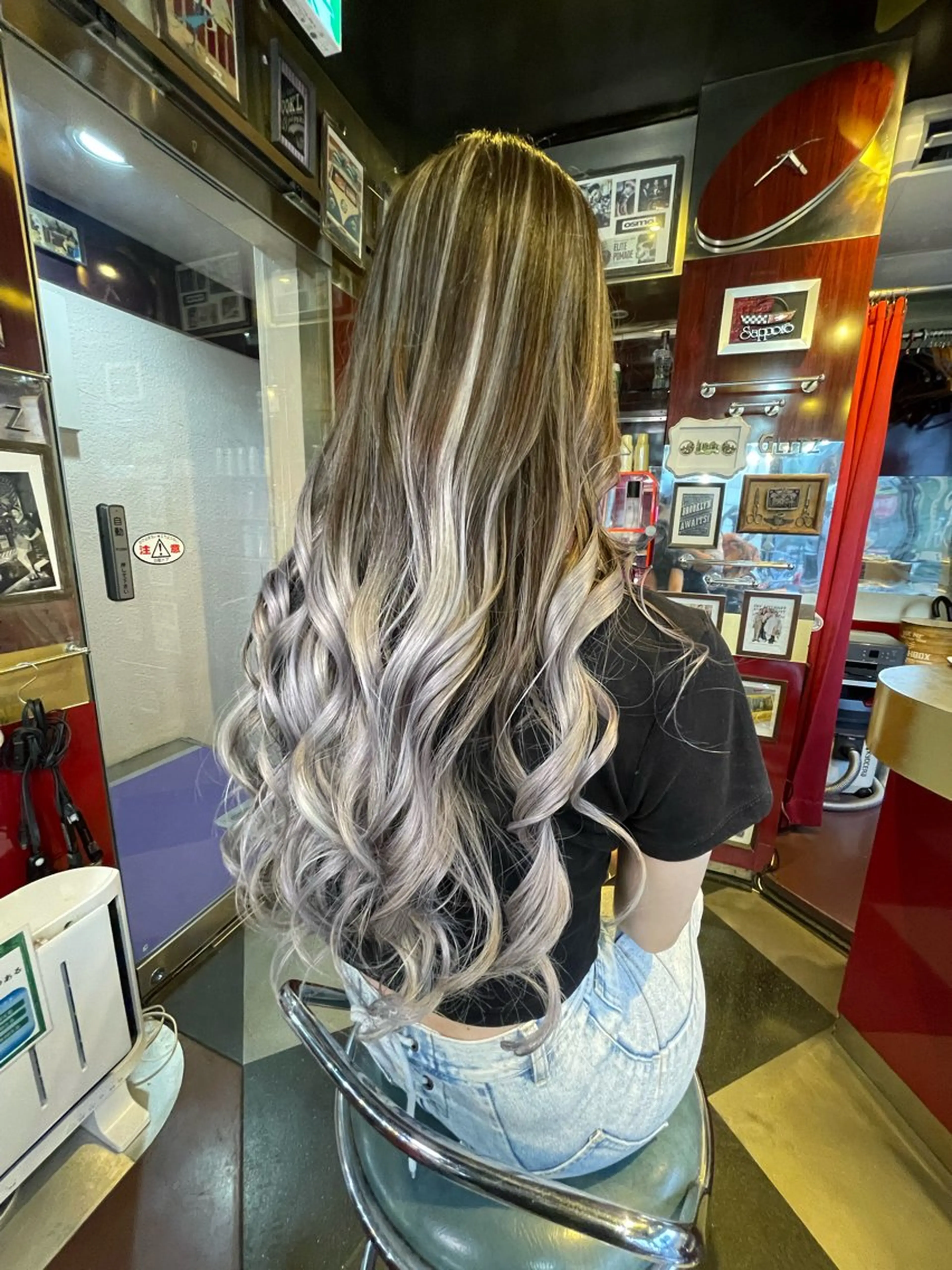 ロング カラー バレイヤージュ ハイトーンカラー シルバー ホワイトシルバー レイヤーカット 👑派手髪/カット 👑ANRYのヘアスタイル