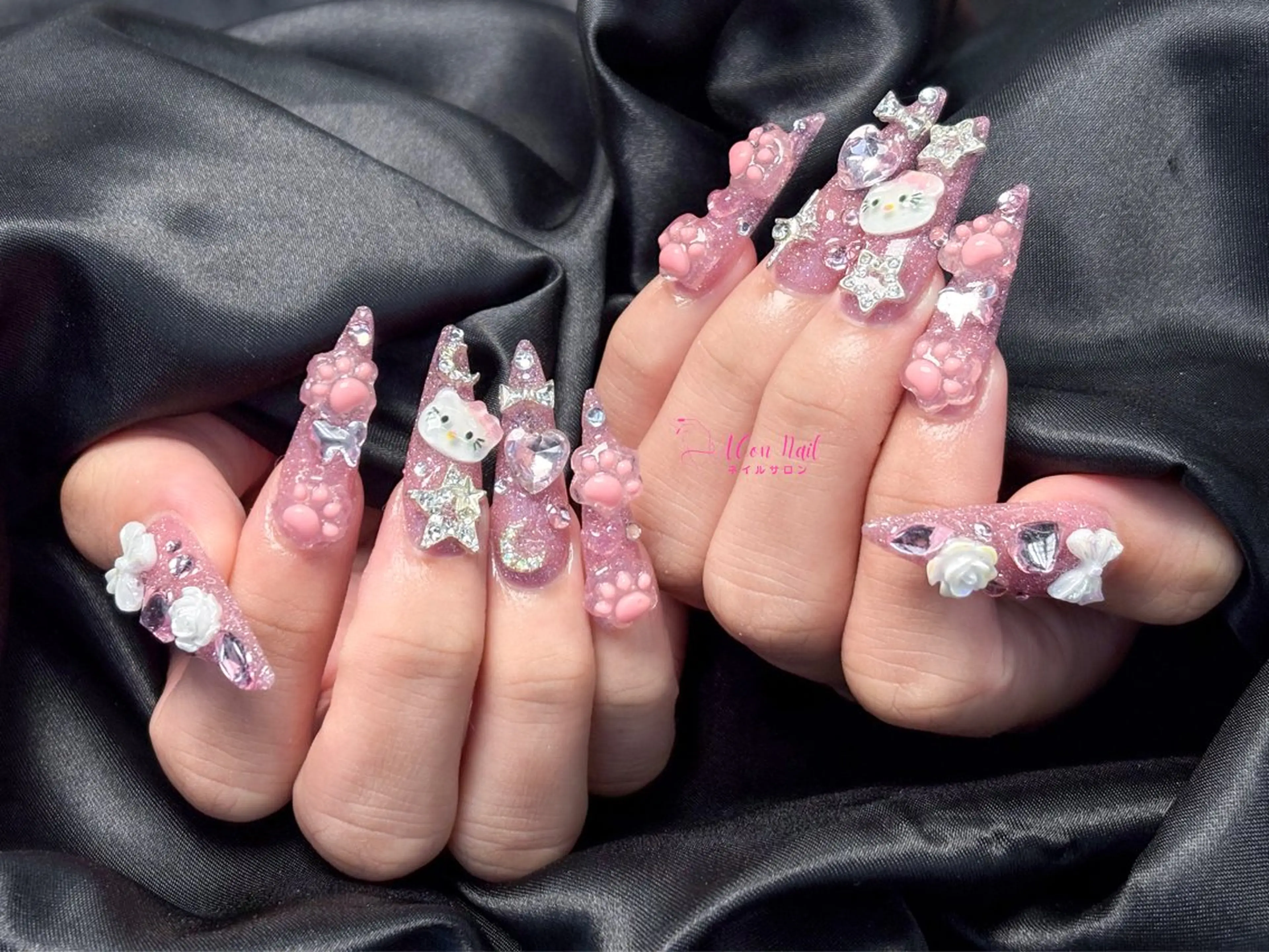 ネイル 桜ネイル 長さ出し フラワーネイル フレンチネイル ジェルネイル ハンドネイル AConNailSalon所属・ACon NailSalonのネイルデザイン