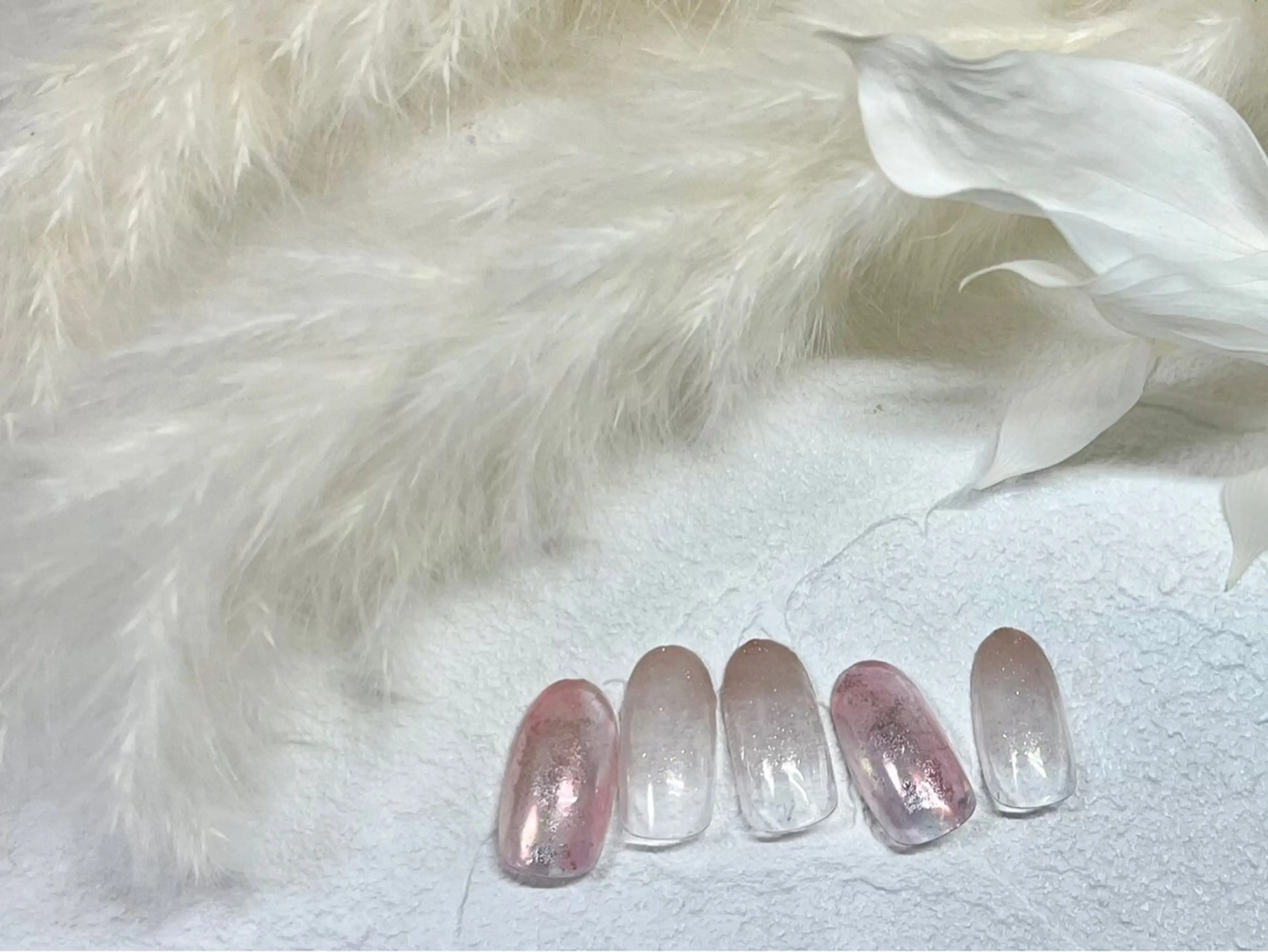 ネイル オーロラネイル フットネイル フレンチネイル ジェルネイル キラキラネイル ハンドネイル Mogu nail 二子玉川のネイルデザイン