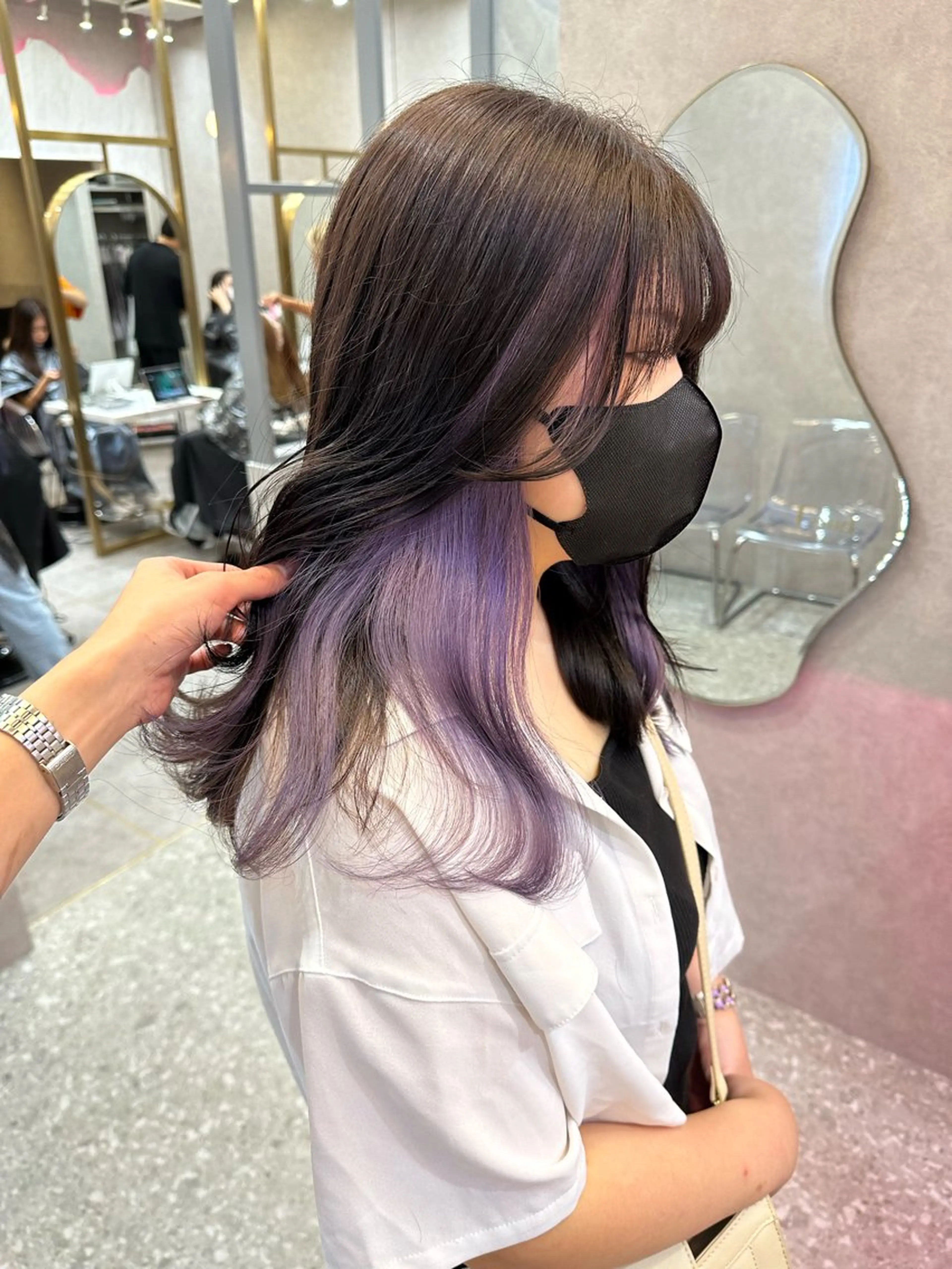 セミロング カラー ヘアアレンジ カット ヘアカラー トリートメント yuuto🌈 艶髪ダブルカラーのヘアスタイル