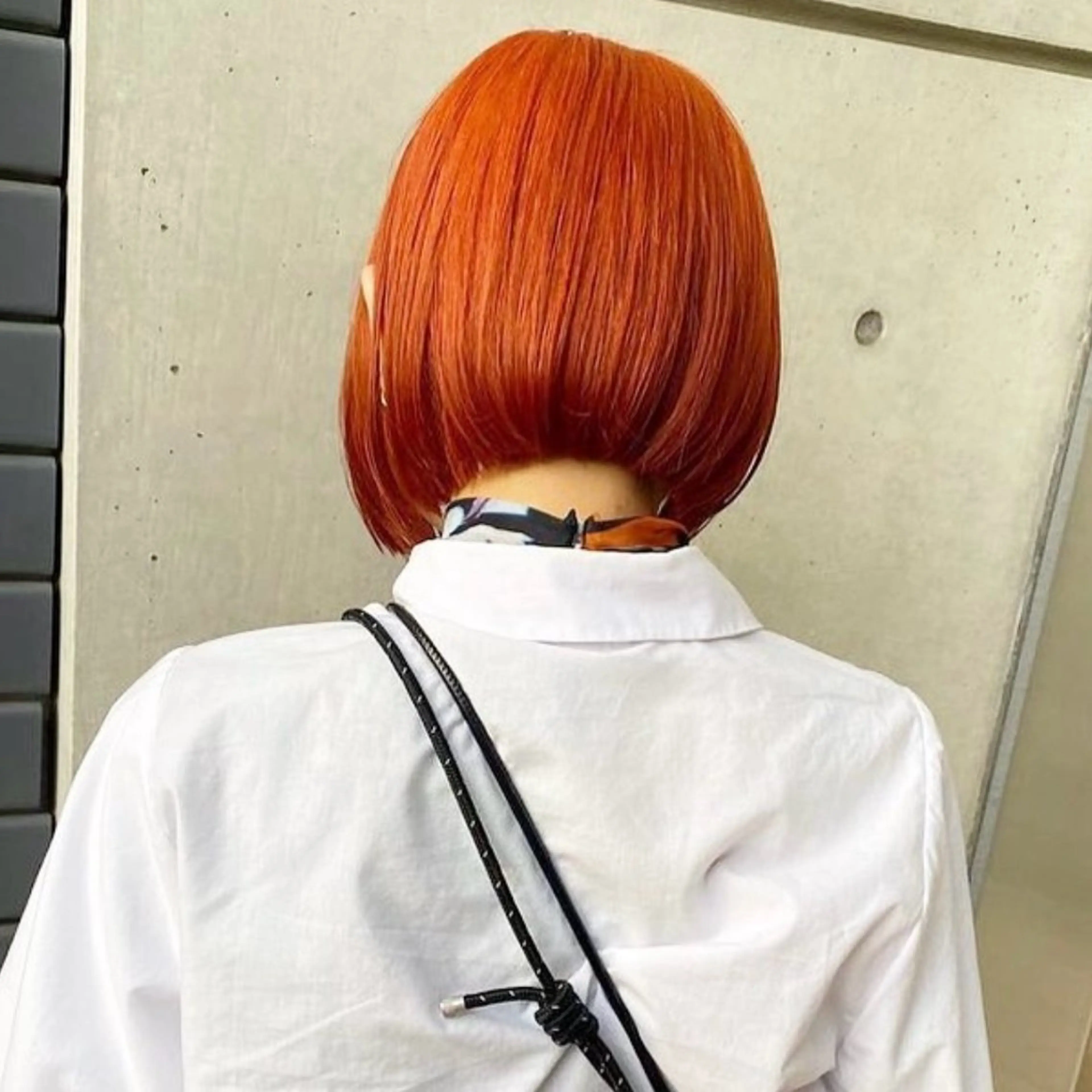 ミディアム カラー ブリーチ オレンジ ボブ ✨酸性ストレート✨ メンズ縮毛矯正光太郎のヘアスタイル