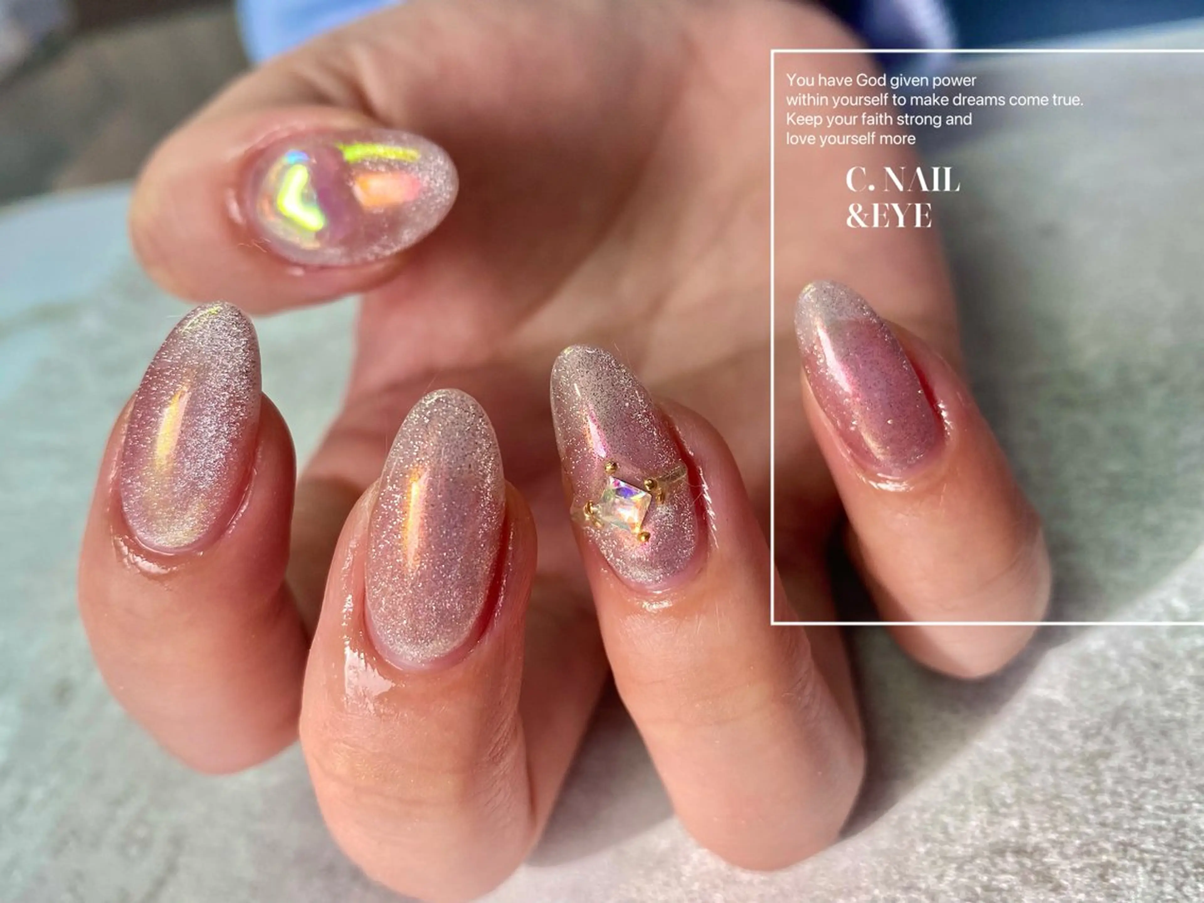 ネイル 入学式 フラッシュネイル フットネイル 卒業式 氷ネイル・うるうるネイル C.Nail &Eye筑紫駅のネイルデザイン