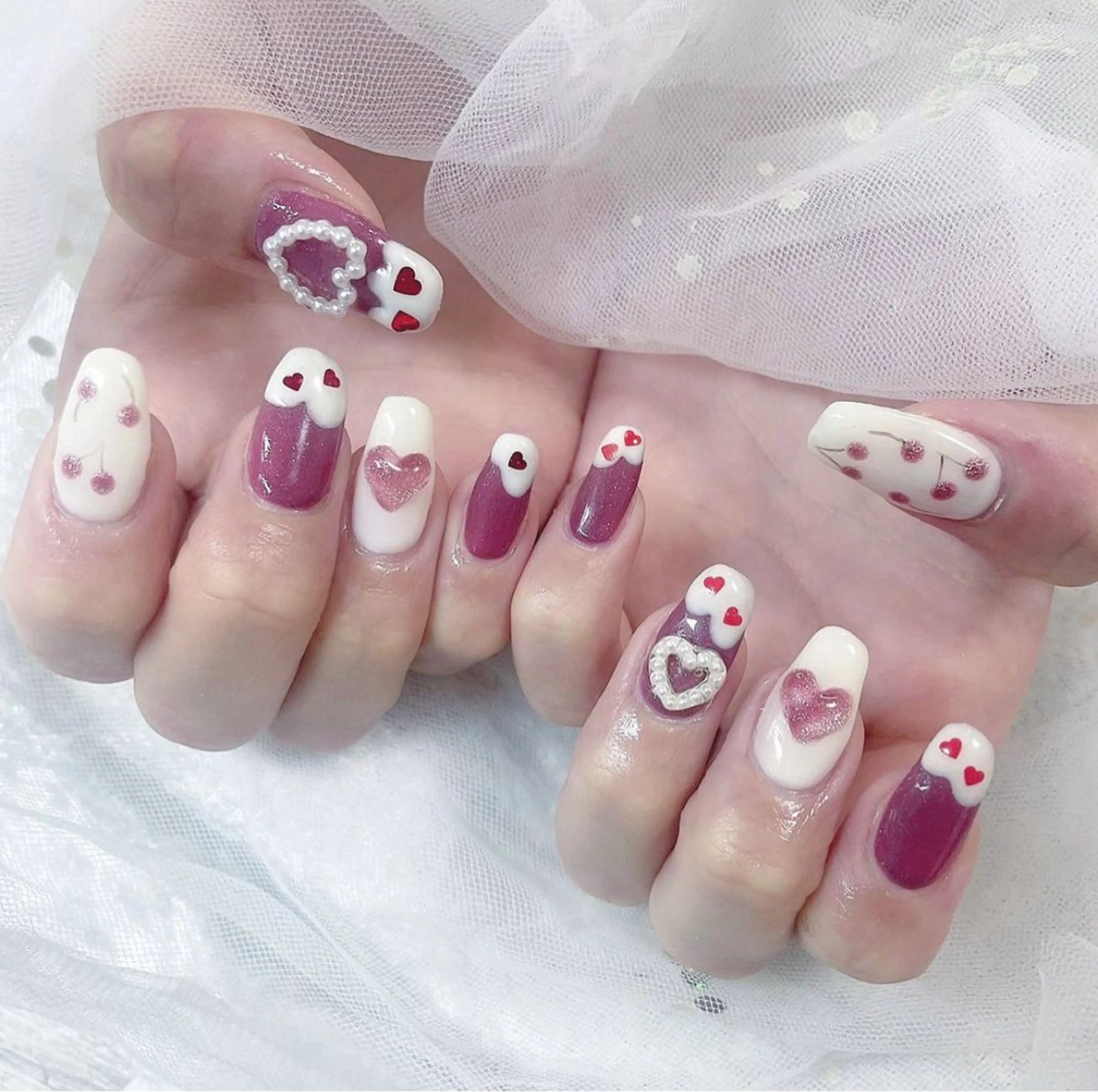 ネイル ハート 冬ネイル ハンドネイル Minami 🍓のネイルデザイン