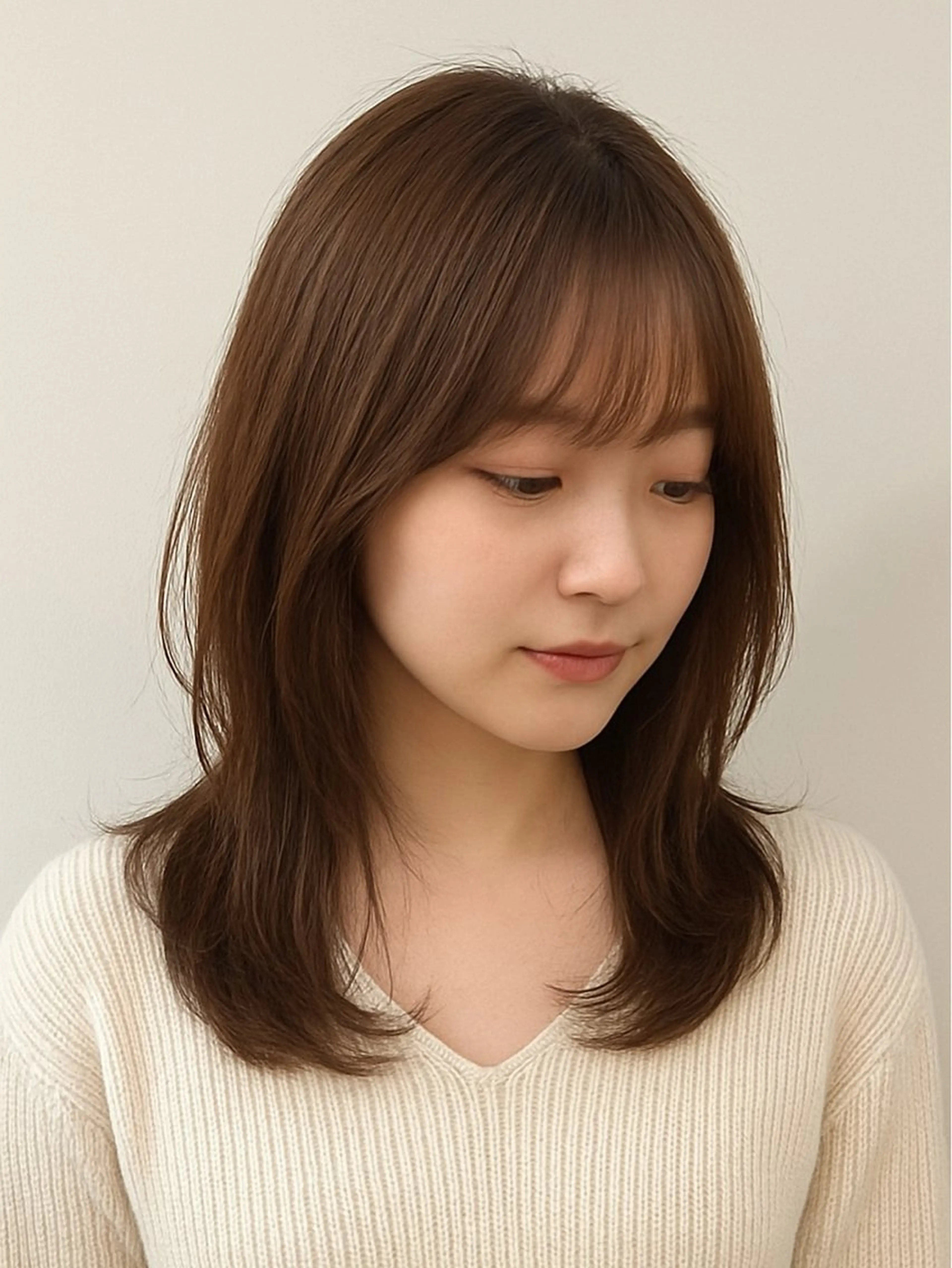カラー カット ヘアカラー トリートメント ベージュ／ピンク【く すみカラー】レイヤーのヘアスタイル