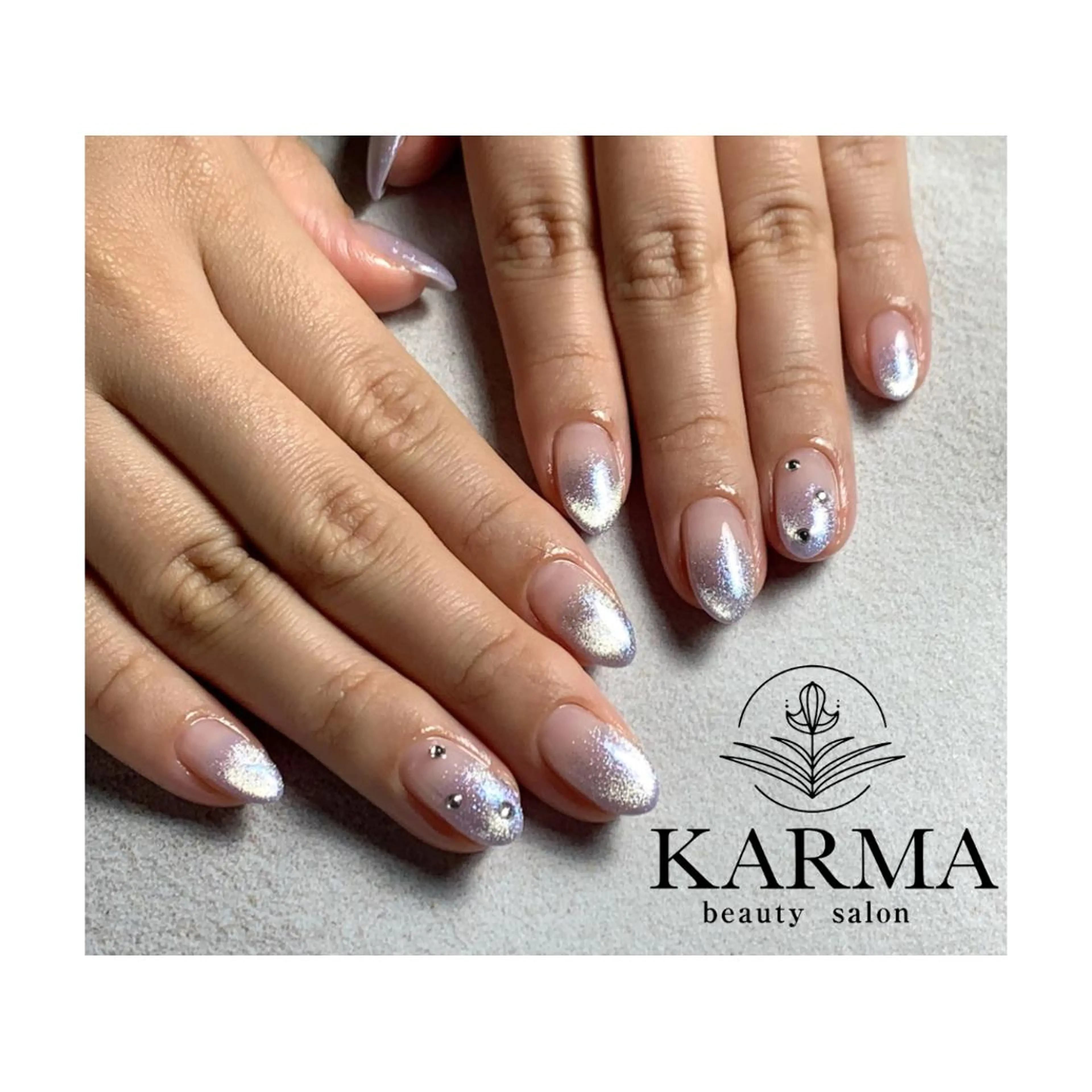 ロング ネイル グラデーション キラキラネイル マグネットネイル ハンドネイル KARMA salonのネイルデザイン