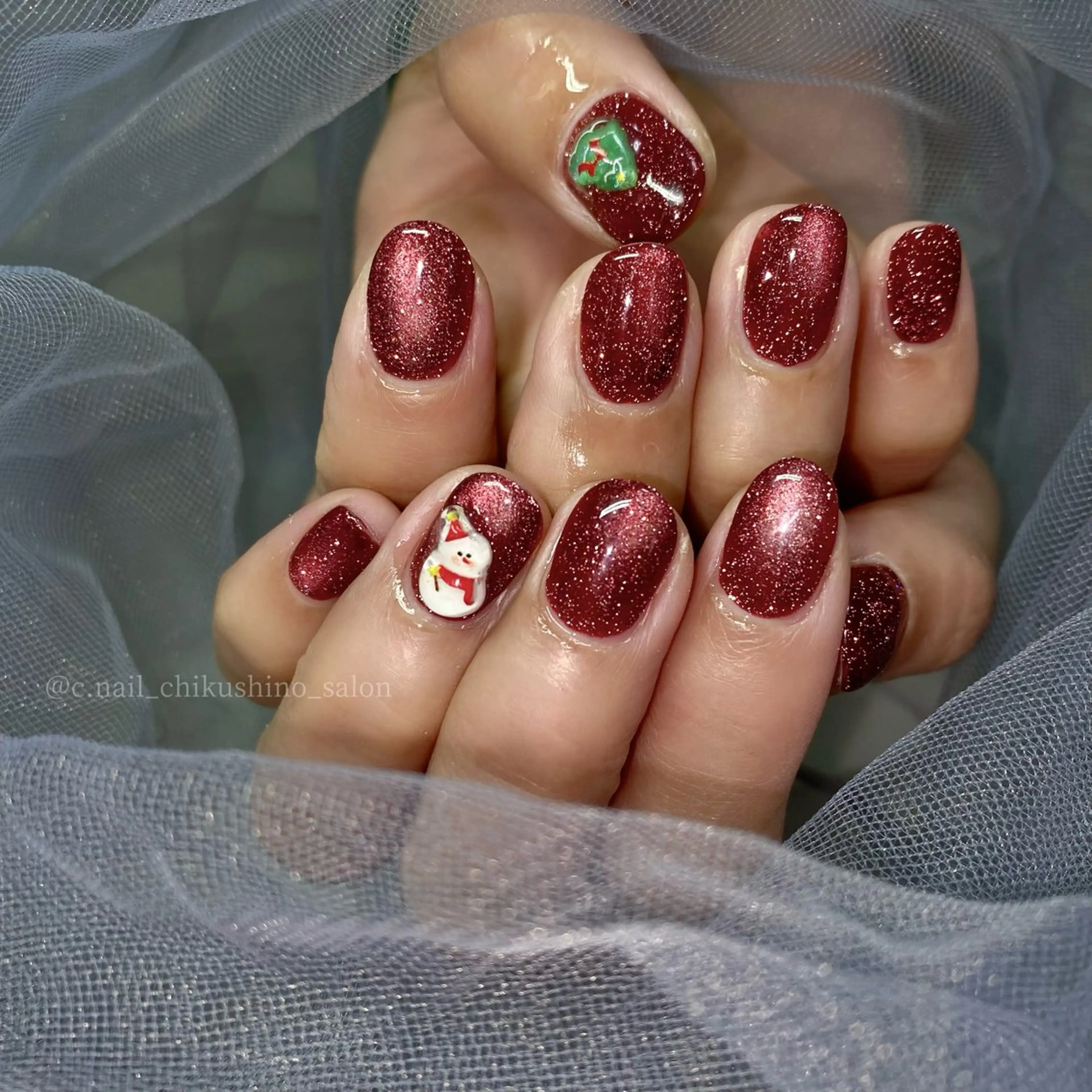 ネイル 冬ネイル クリスマス ハンドネイル C.Nail &EYE筑紫駅のネイルデザイン