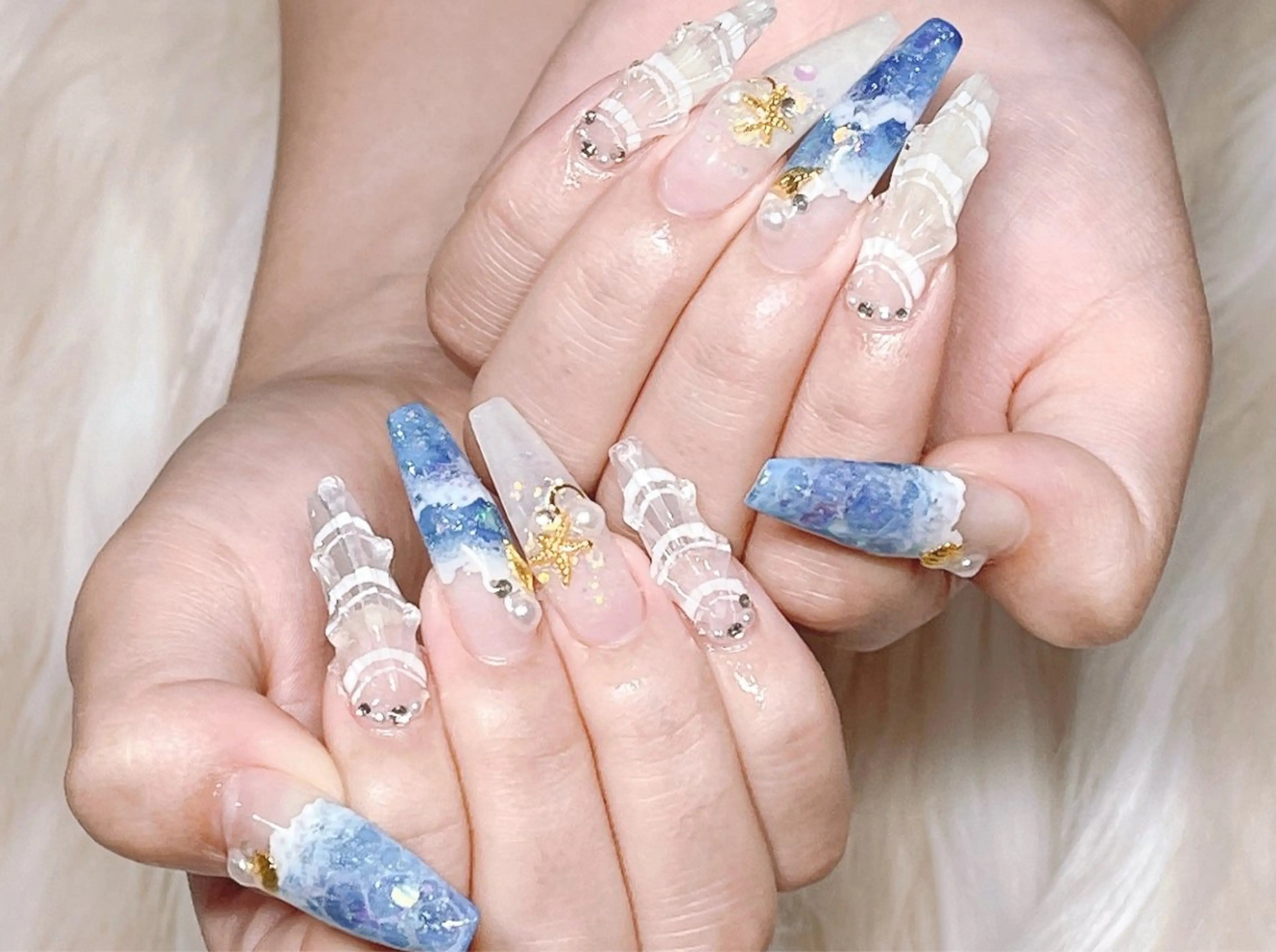 ネイル 長さ出し フットネイル フレンチネイル ジェルネイル グラデーション ハンドネイル Nail&eye Belire 新宿のネイルデザイン