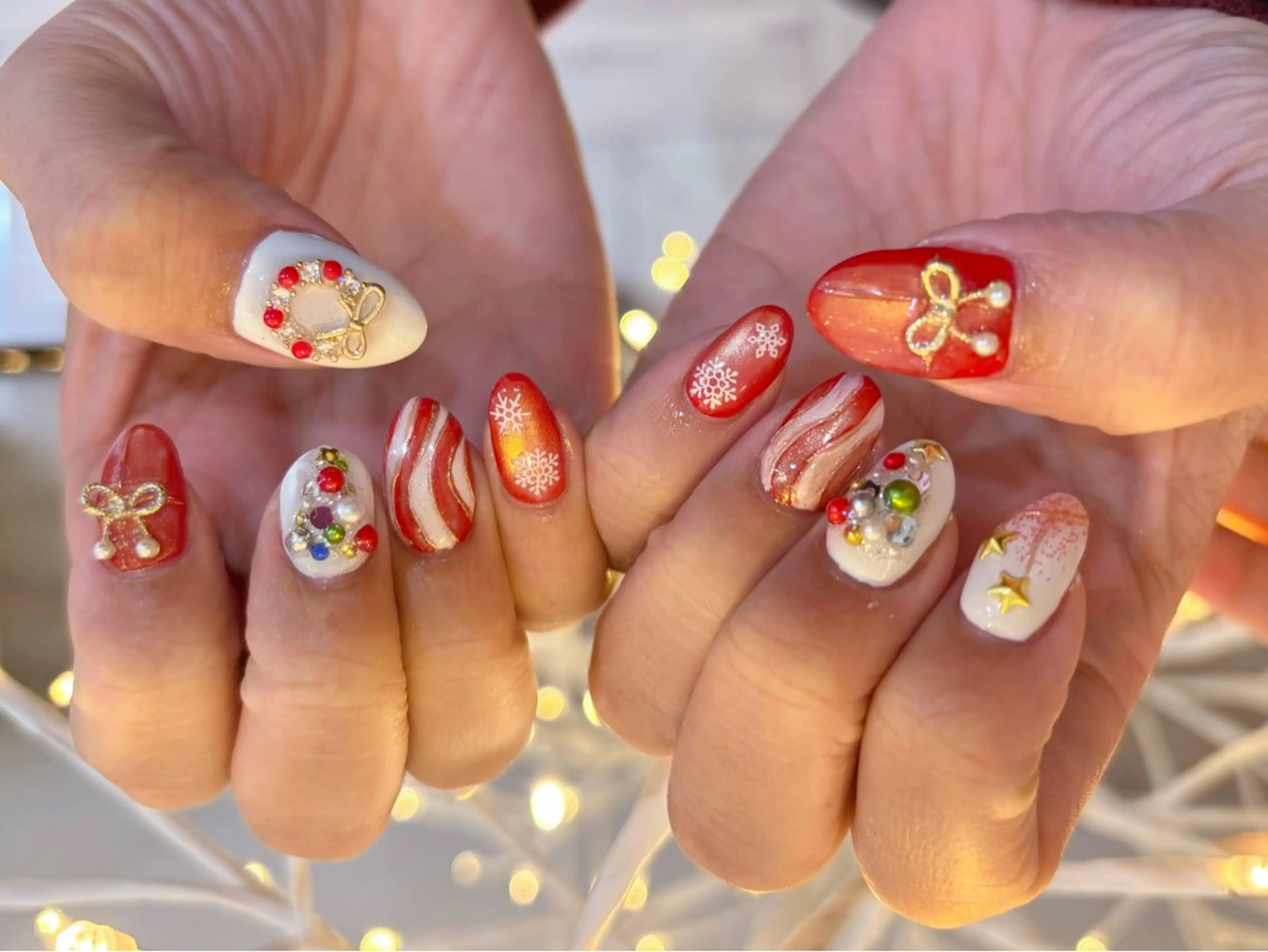 ネイル オーロラネイル フレンチネイル ガラスフレンチ ロングネイル マグネットネイル ハンドネイル ximina ネイルサロン北堀江のネイルデザイン