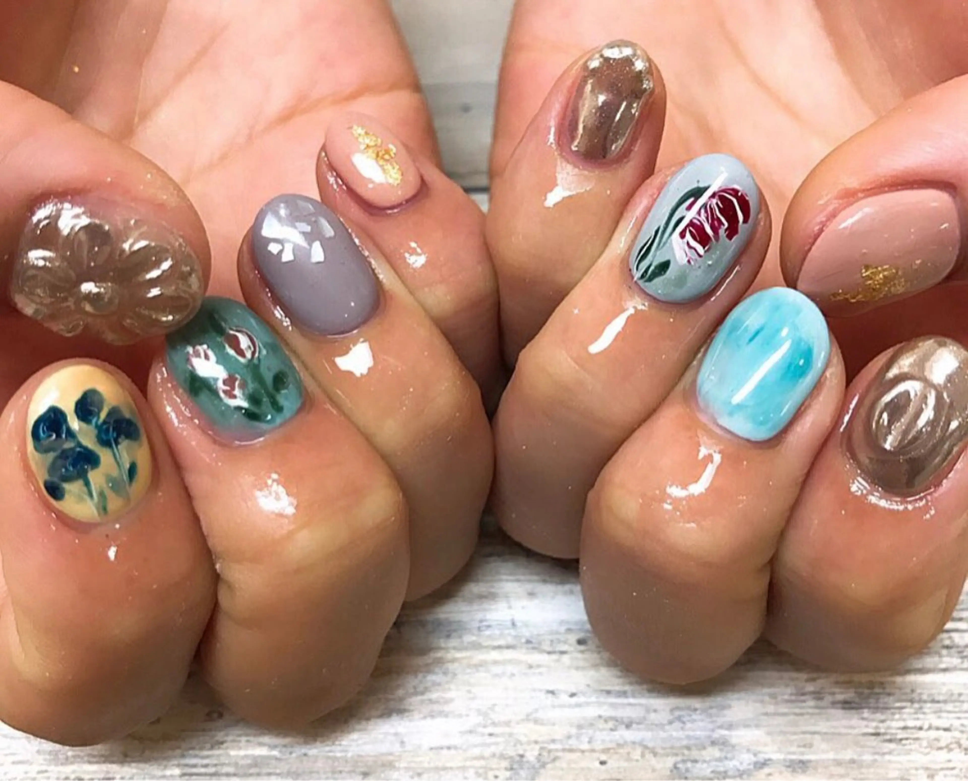ネイル ニュアンスネイル 夏ネイル ハンドネイル Ran  nail所属・Ran Nailのネイルデザイン