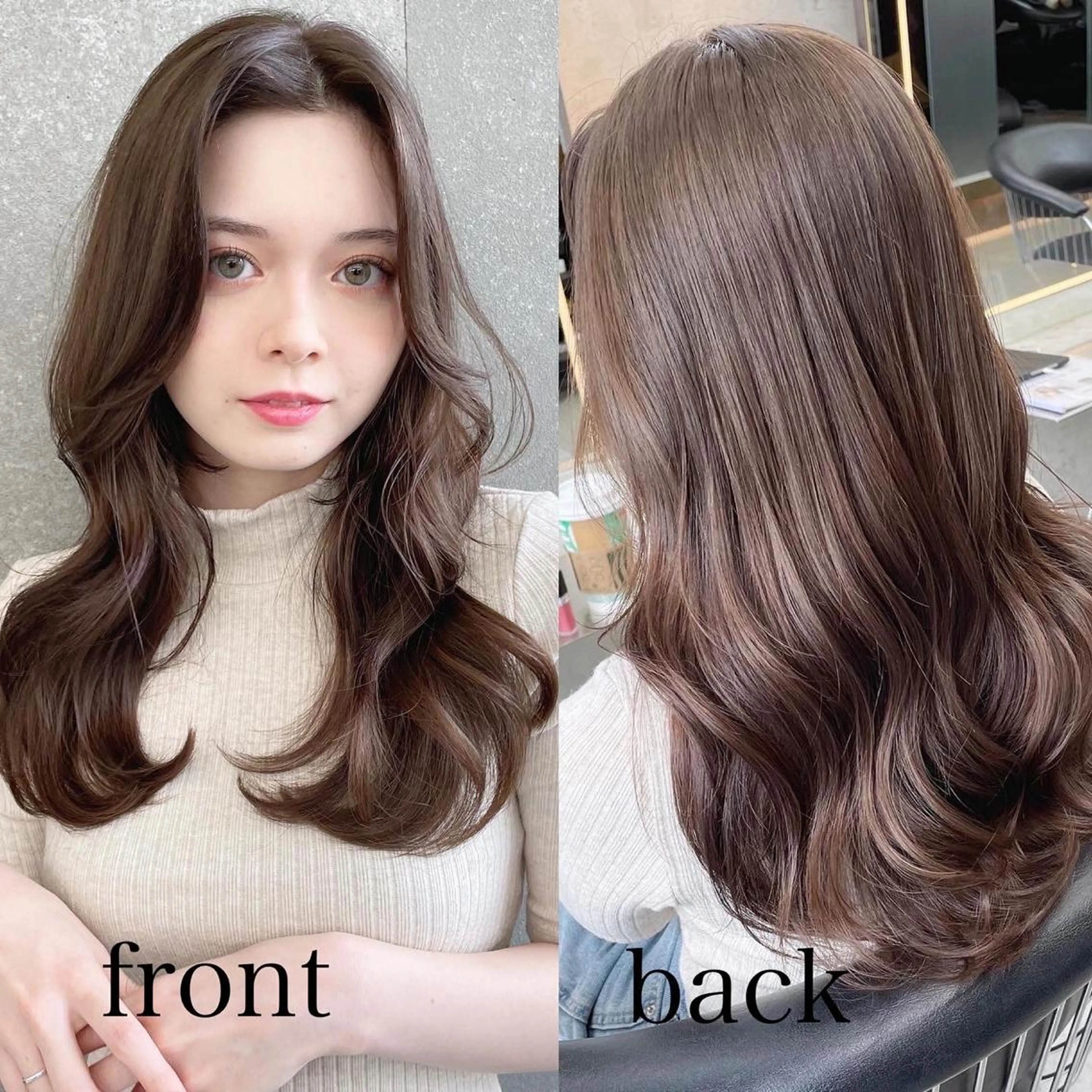 セミロング カット ヘアカラー トリートメント 山本翔一郎 韓国顔周りレイヤーのヘアスタイル